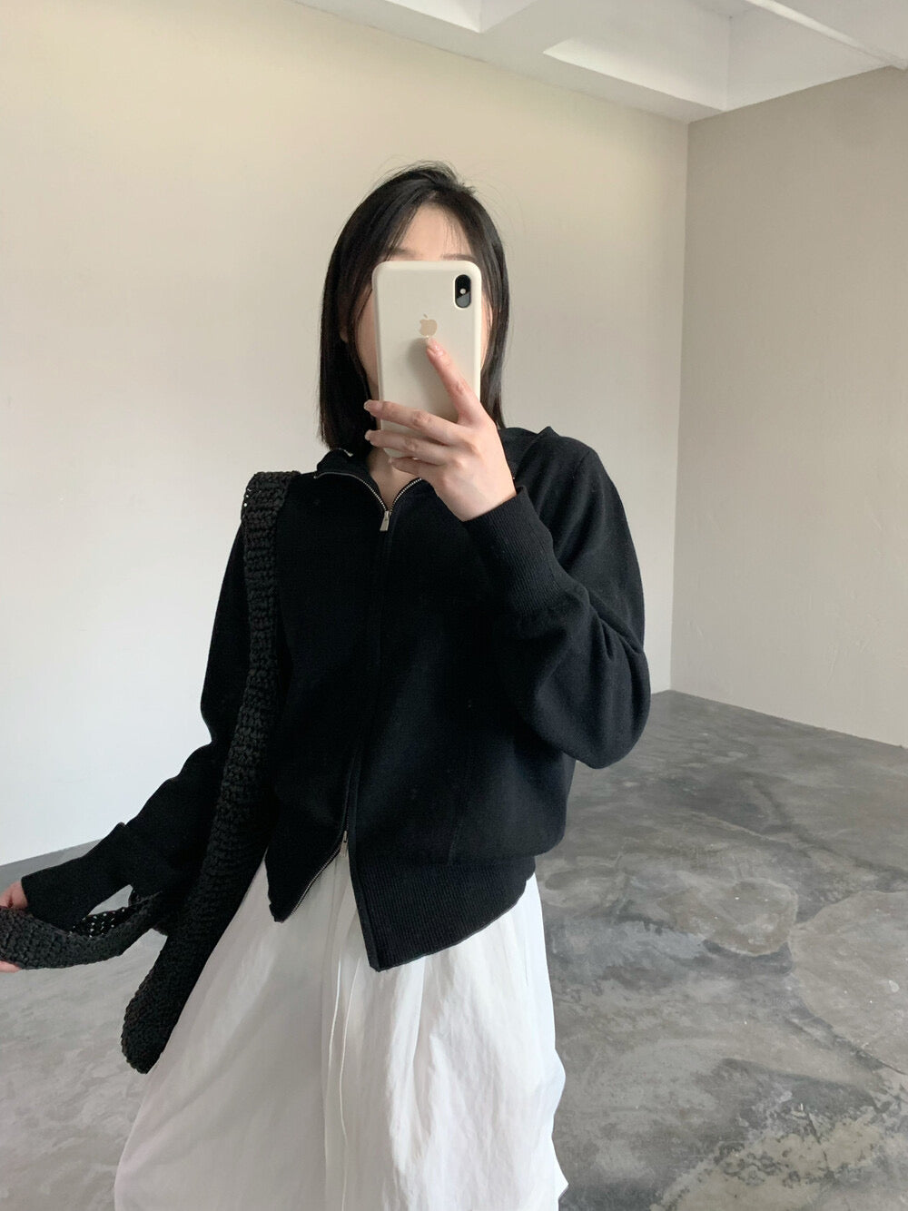 Zipper hoodie cardigan