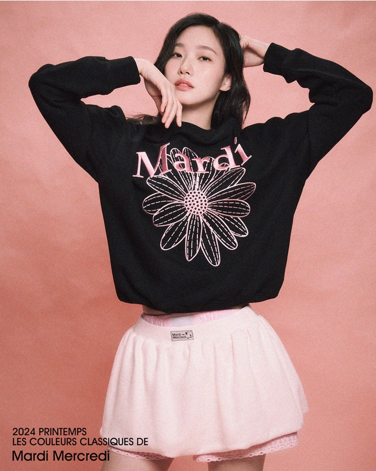 MARDI SWEATSHIRT FLOWERMARDI NEEDLEWORK_BLACK PINK