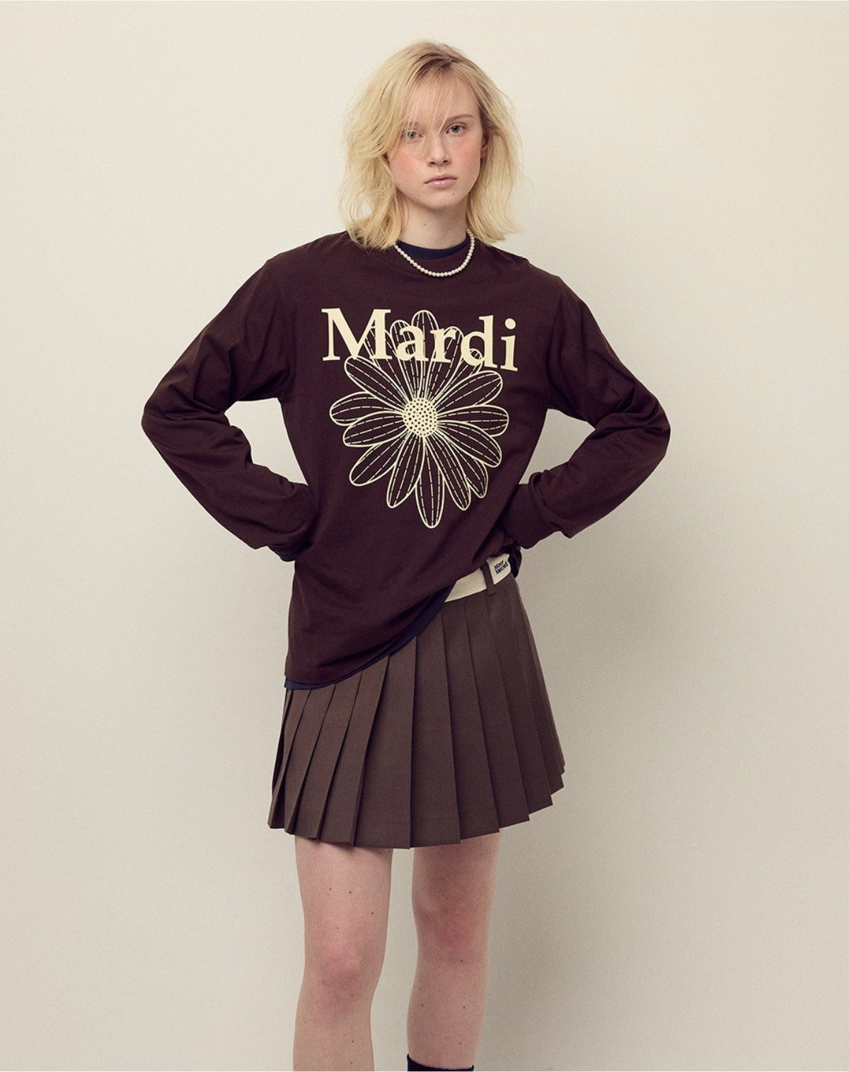 MARDI TSHIRT LONG SLEEVE FLOWERMARDI_BROWN CREAM