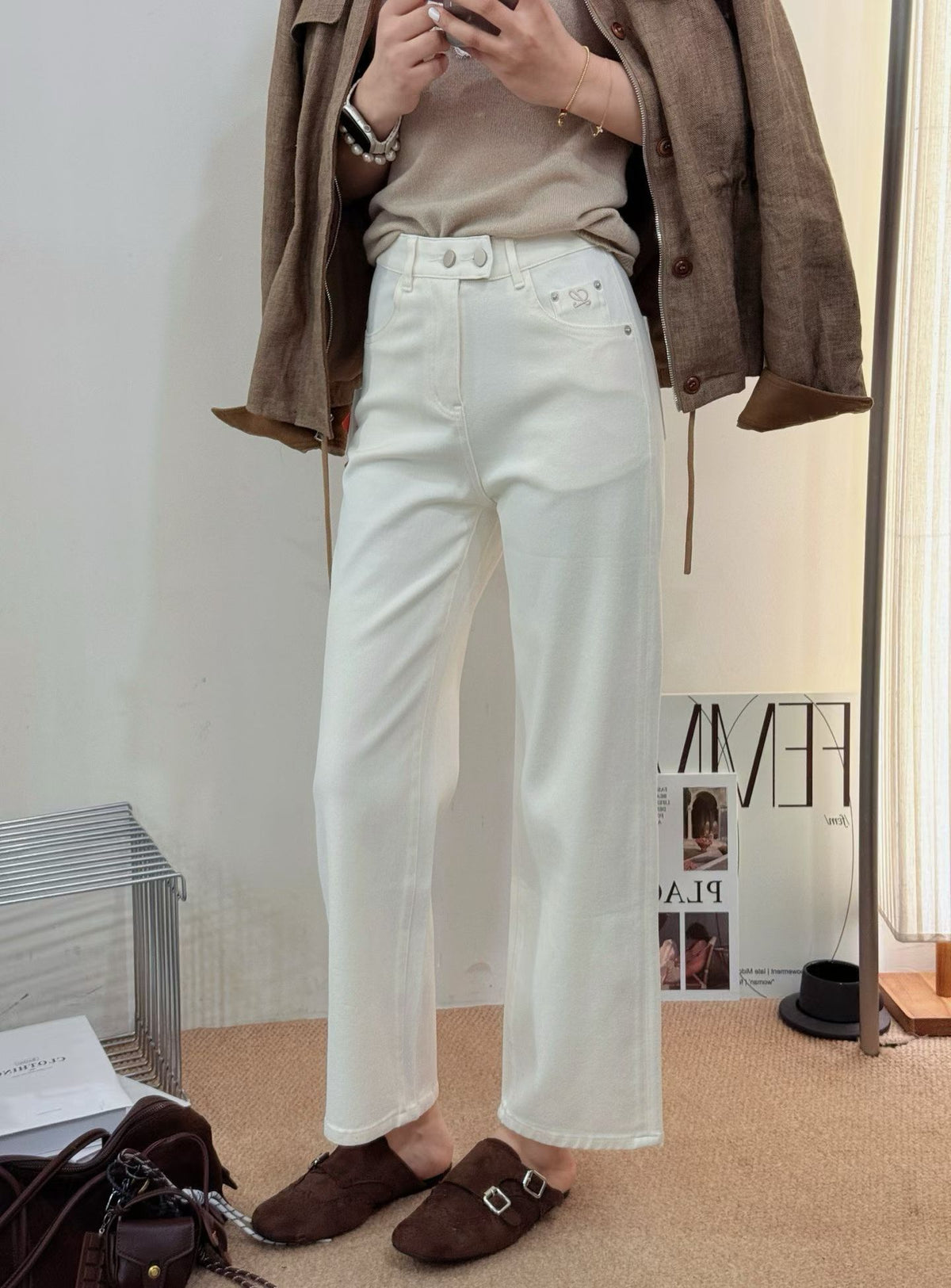 Double-button Jeans