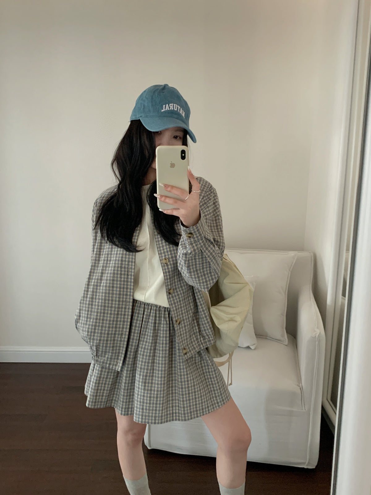 Plaid jacket and skirt set