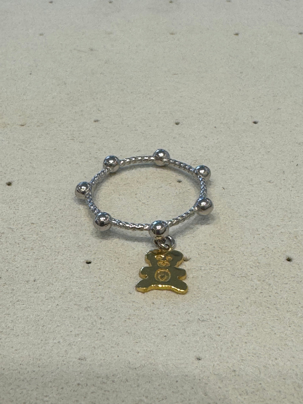 Pure silver little bear ring