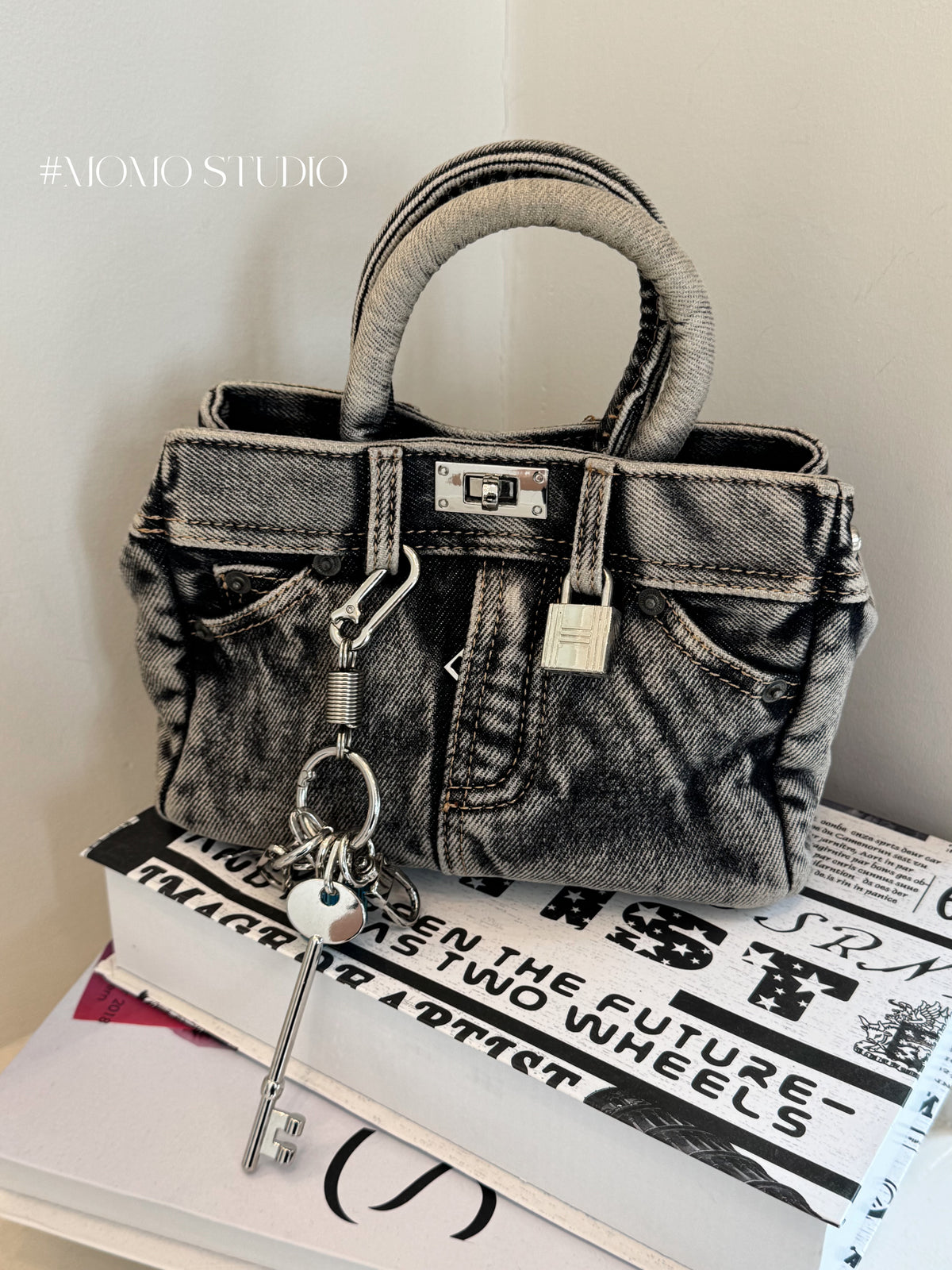 Vintage denim washed bag