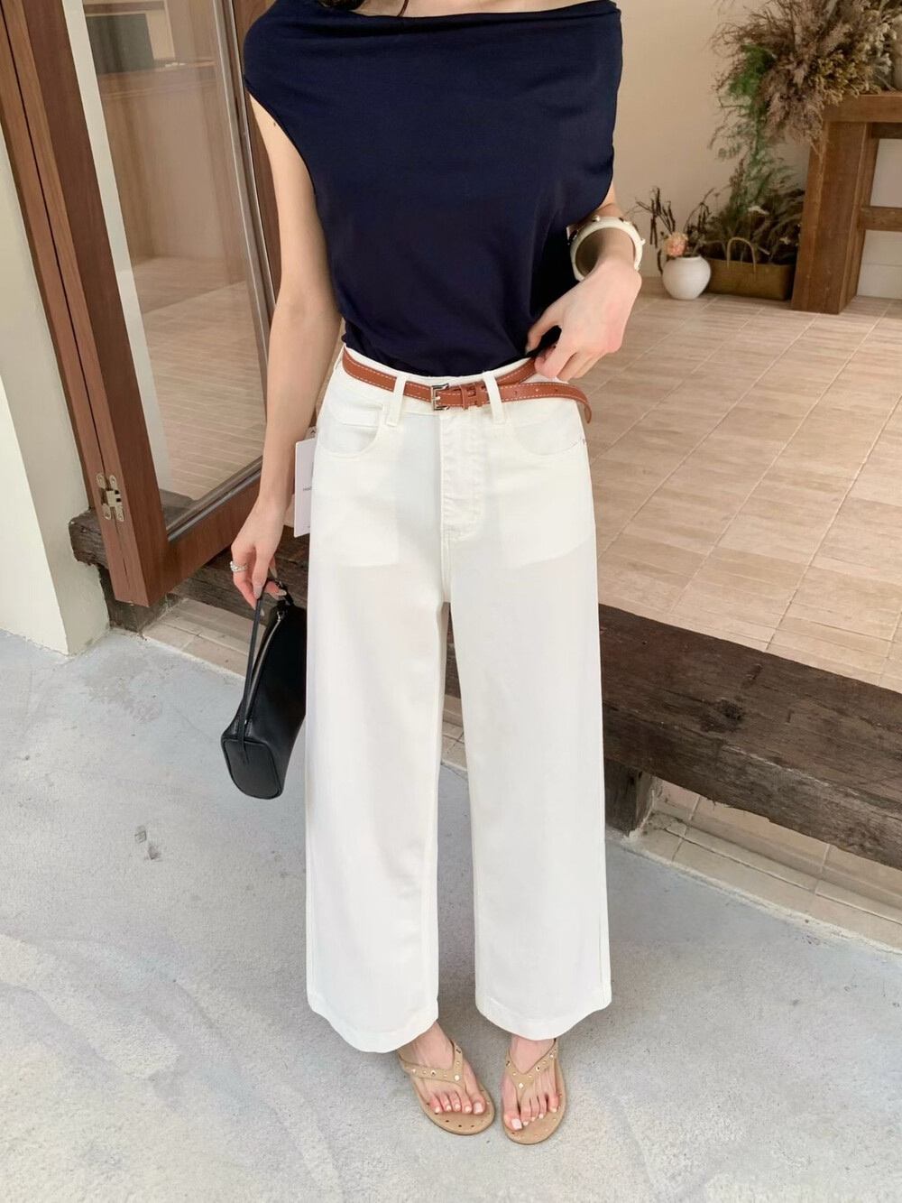 Wide leg stretch jeans
