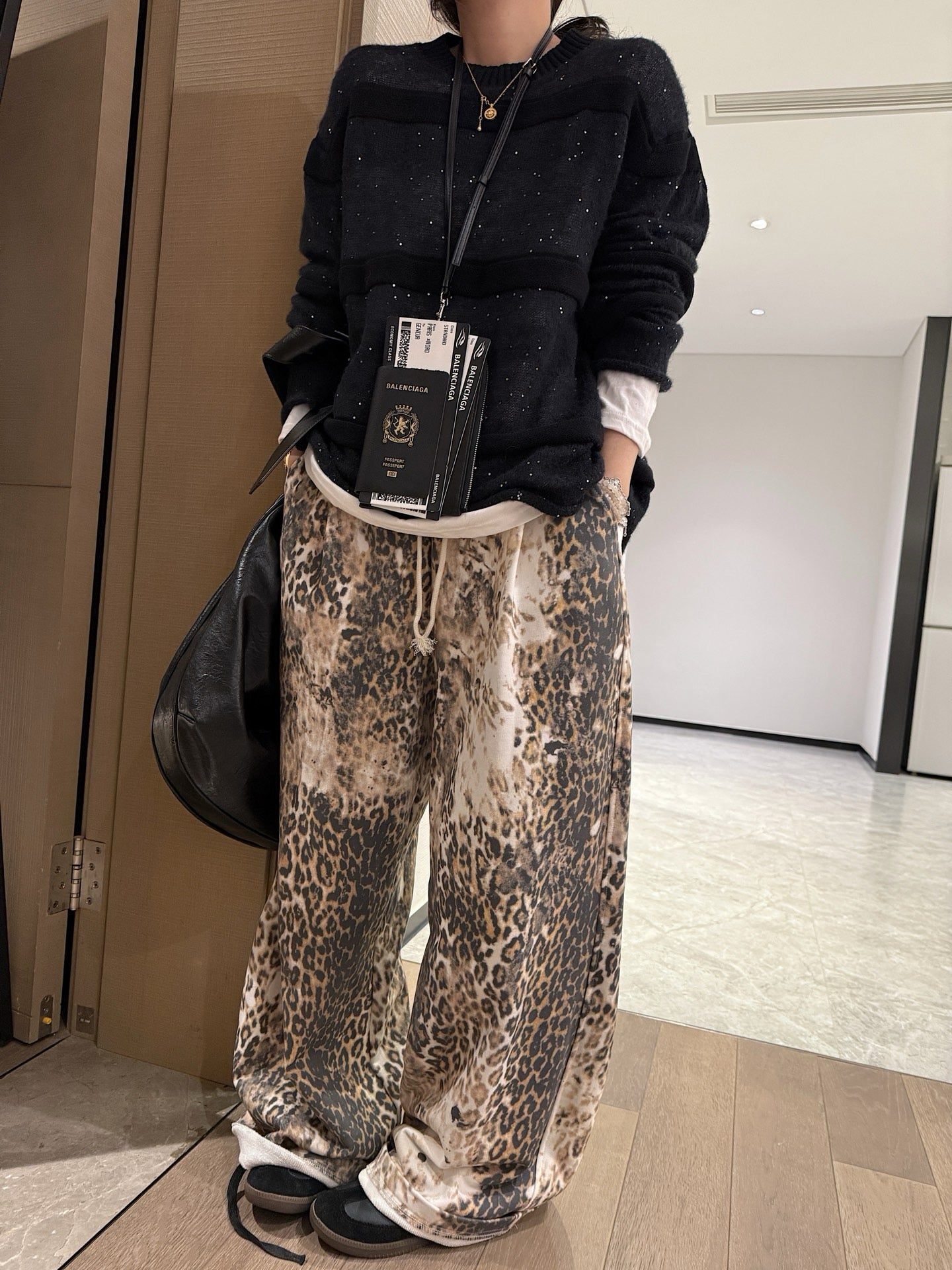 豹柄　NOREMID LEOPARD PANTS M Generic Women's Fashion Leopard Jeans High Waisted Vintage