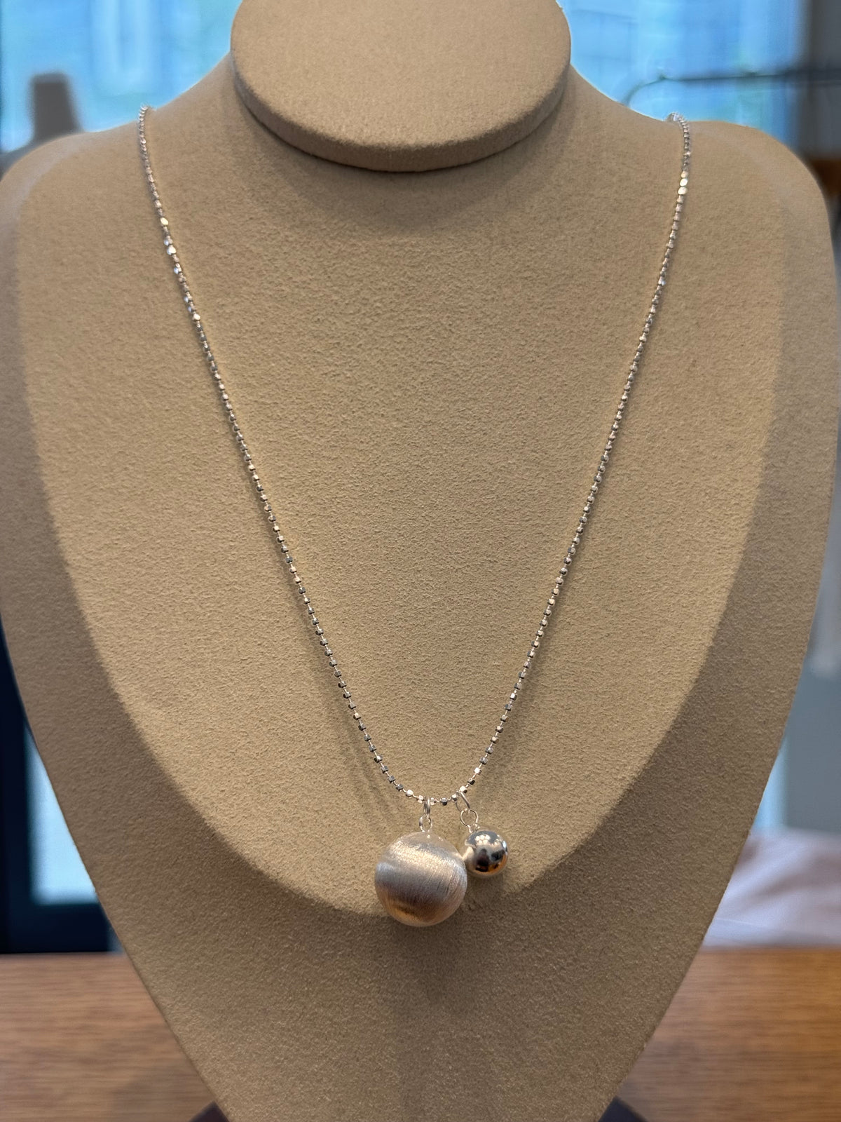 Pure silver ball necklace