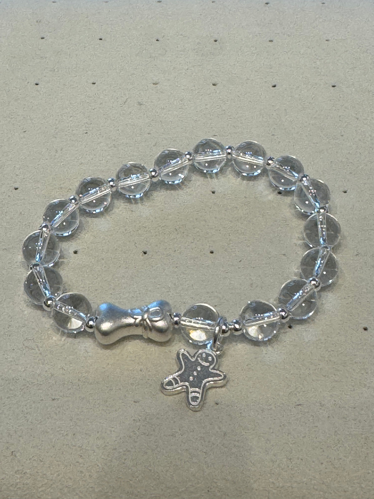 Gingerbread Man White Crystal Bracelet