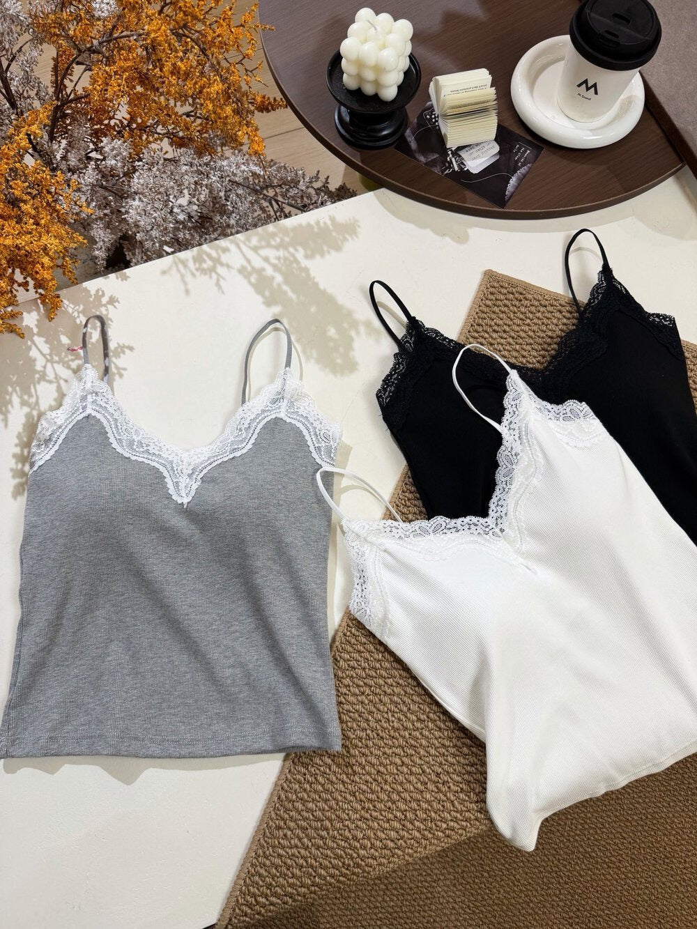 V-neck lace tank top