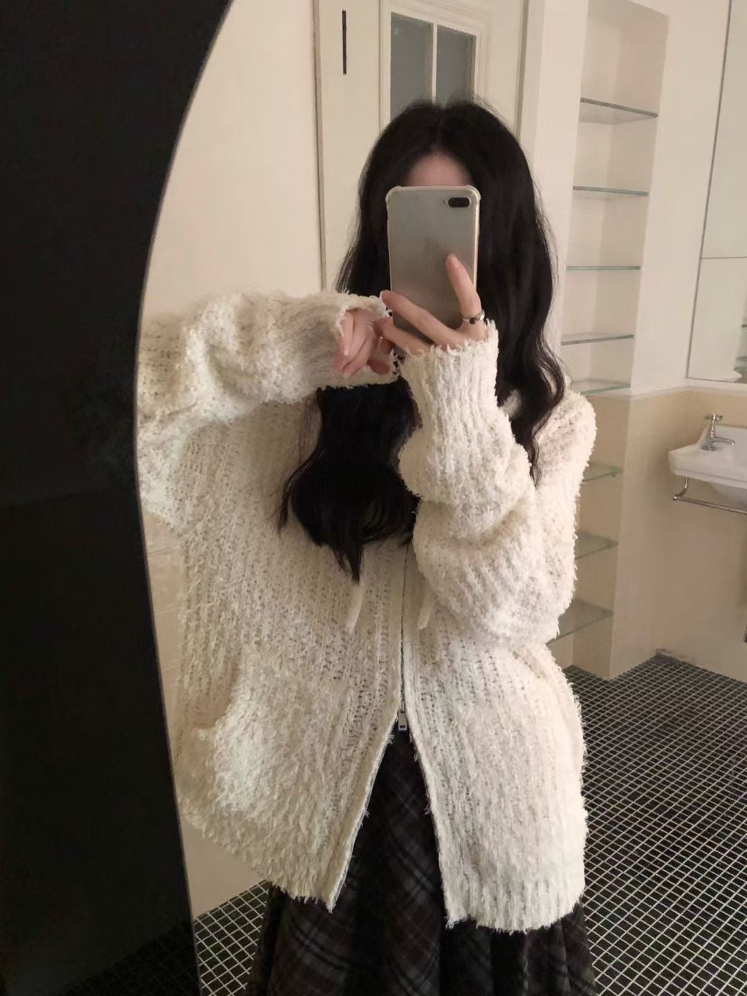 Puffy hoodie cardigan