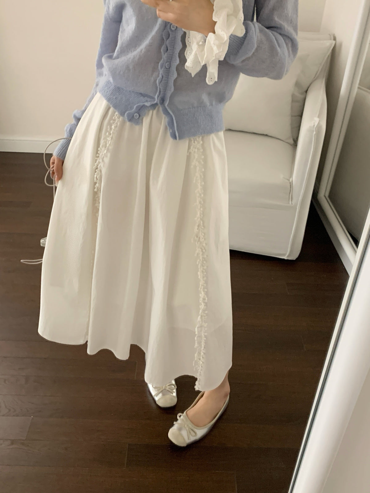 Fringed long halter-style skirt