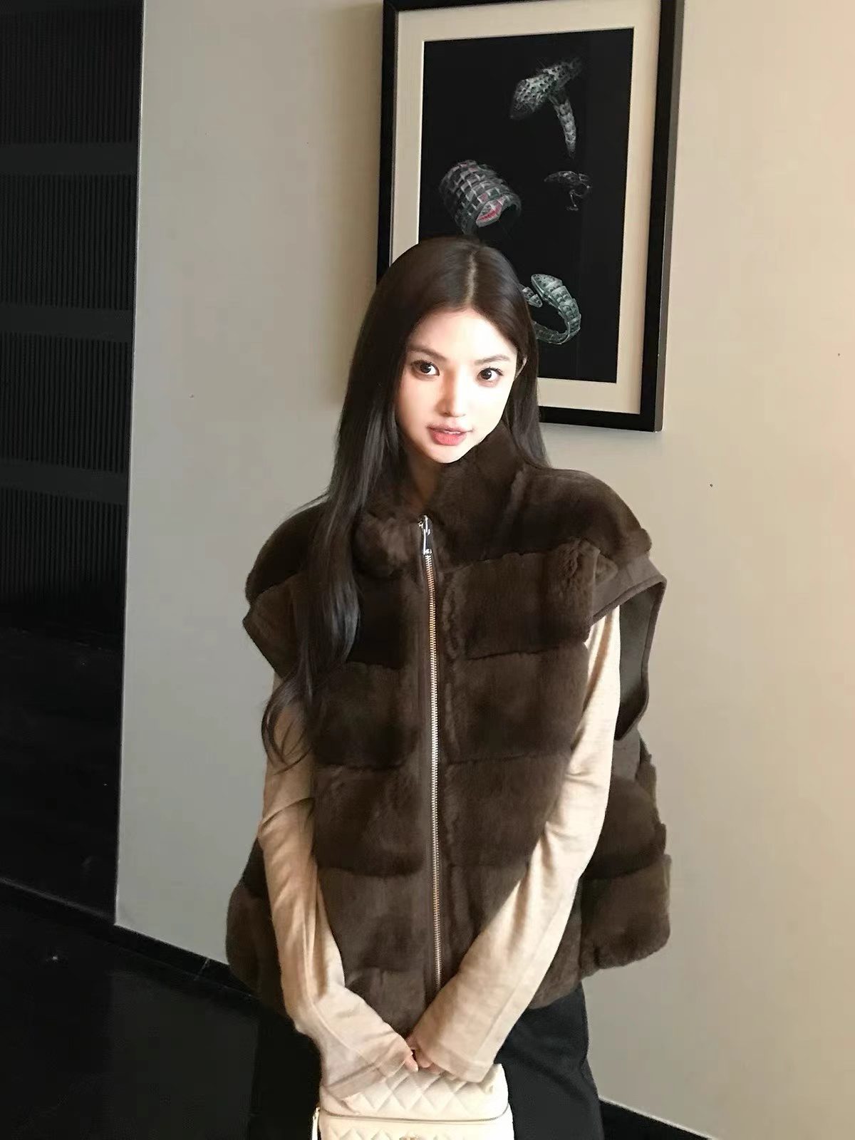 Rex Rabbit fur reversible vest