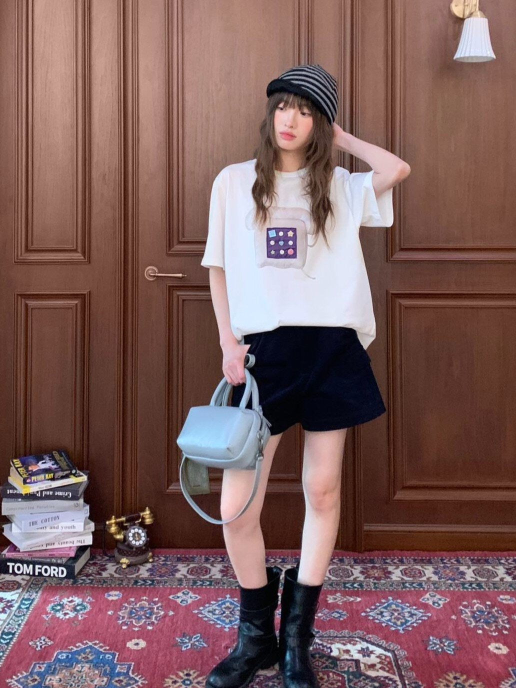 Cute Telephone Print T-shirt