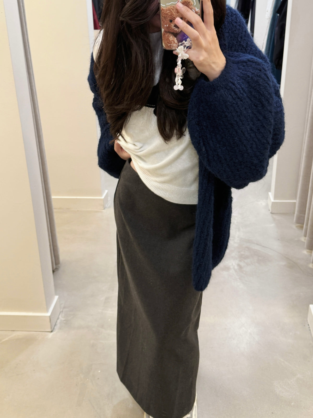 Refined tailored midi skirt with back slit