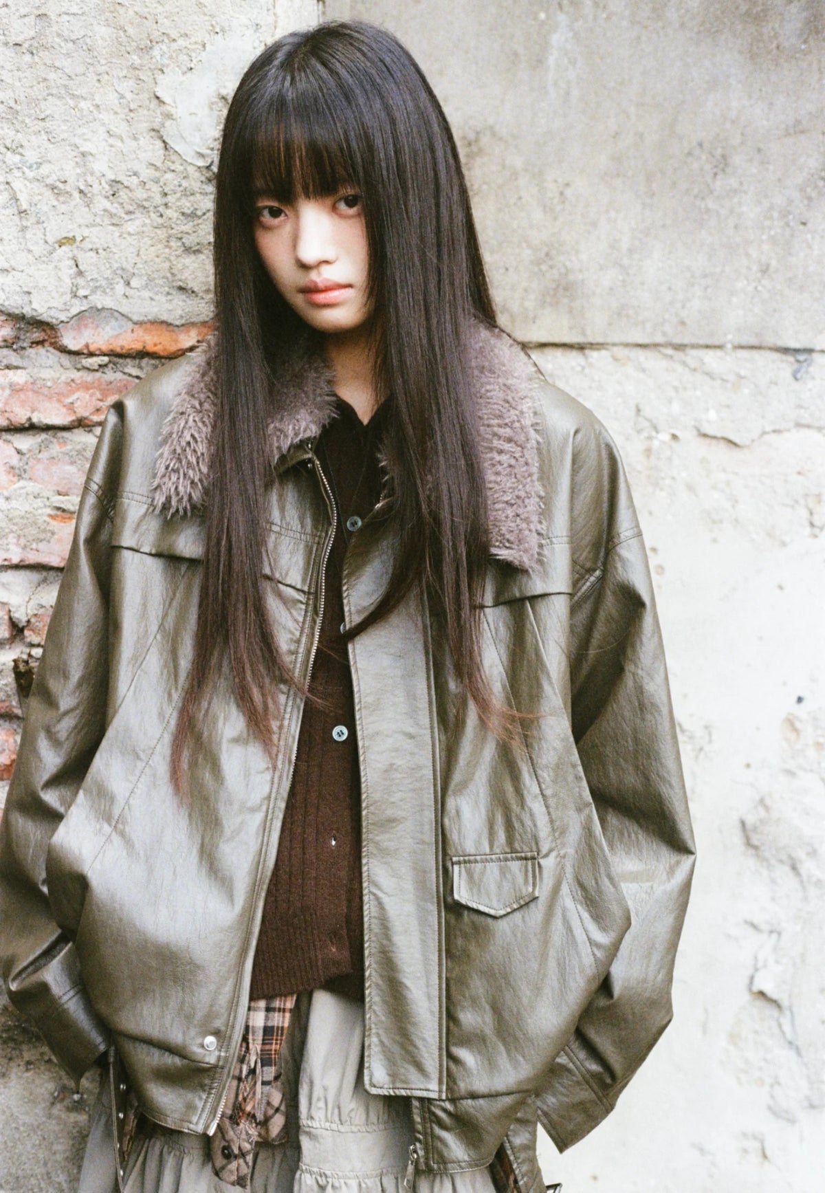 Removable Fur Collar Eco Leather Jacket