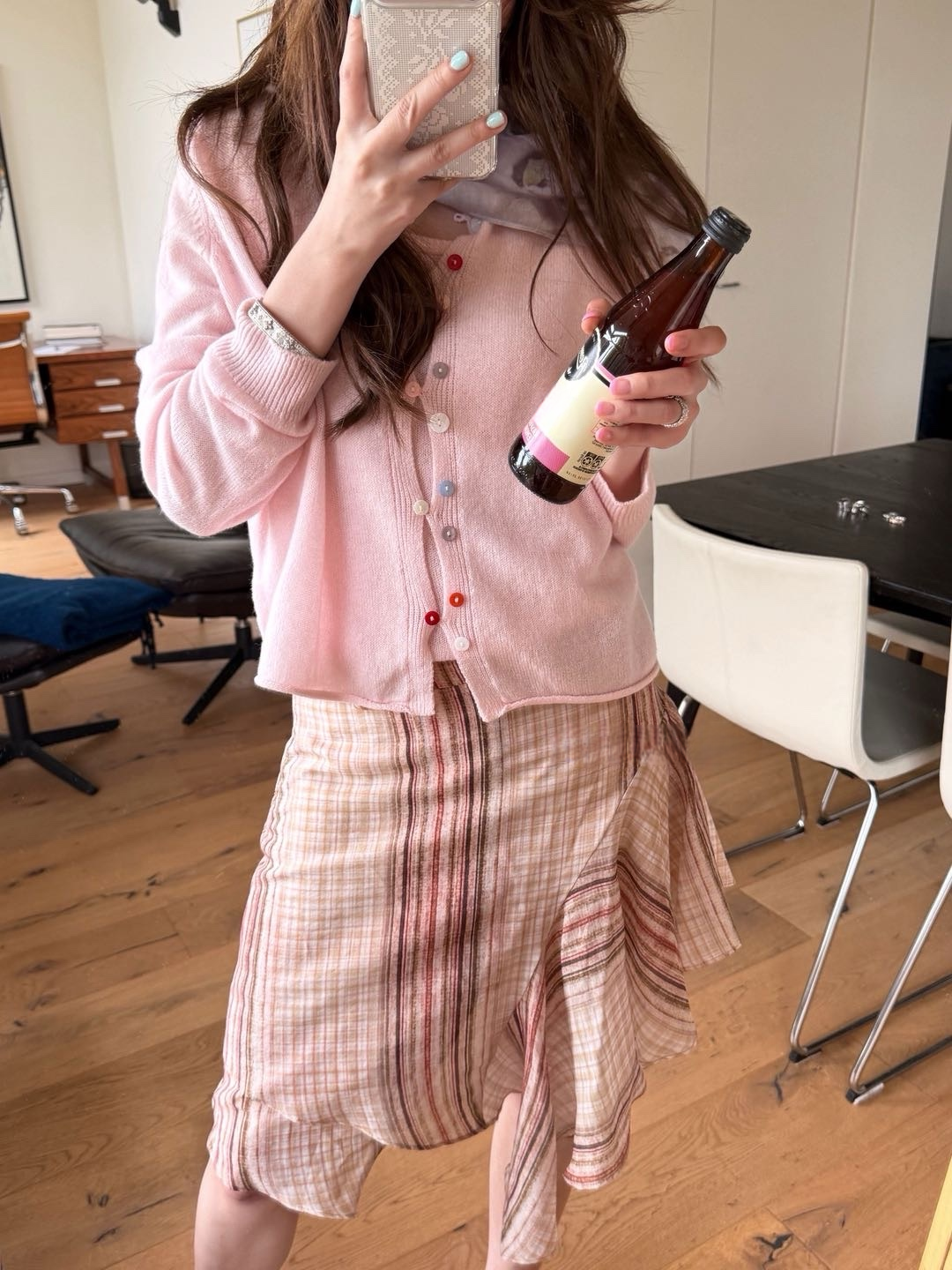 Candy button vest and cardigan set