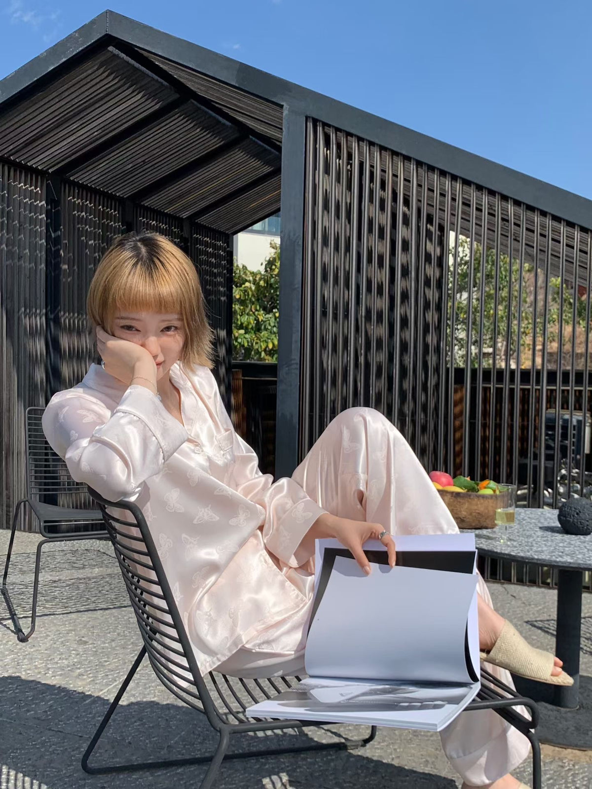 MISS PONYO Butterfly Satin Pajama Set