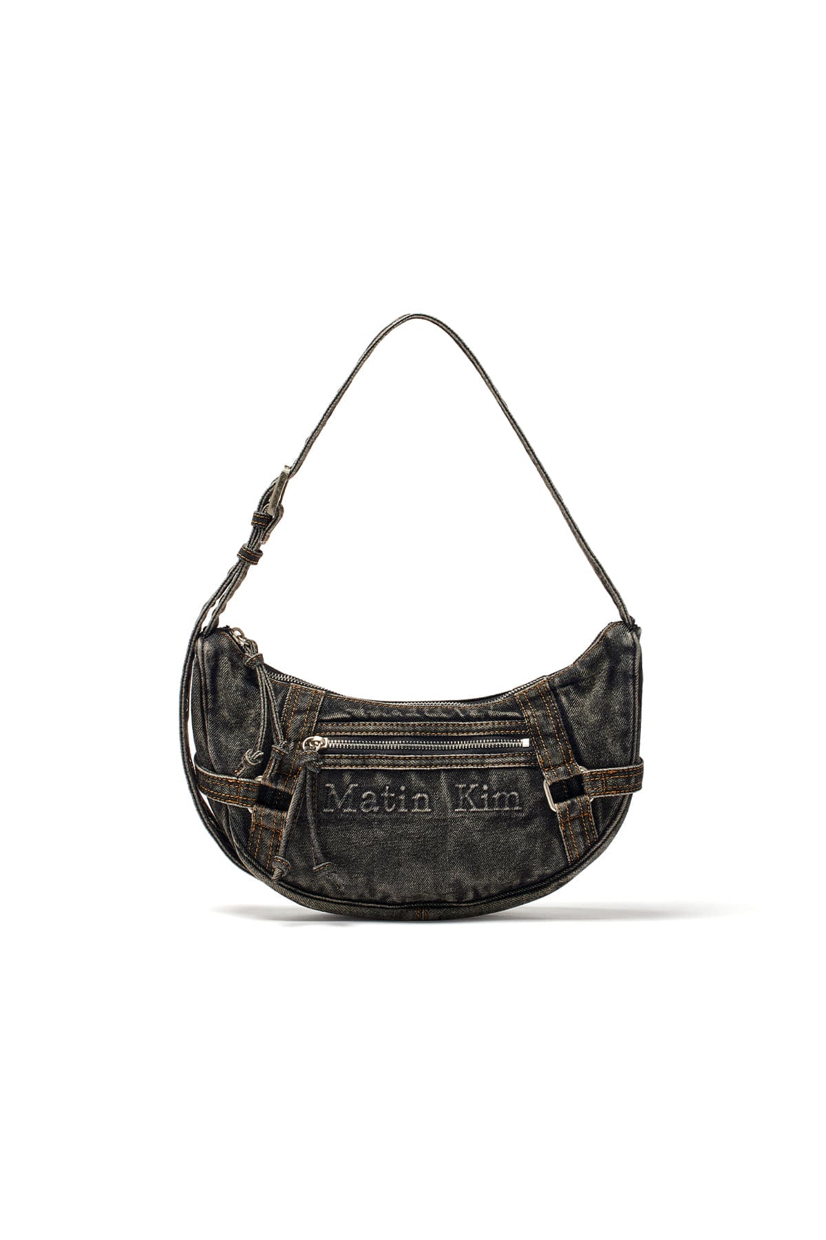 MATIN KIM ■ WASHED DENIM MINI HOBO BAG MATIN KIM WASHED DENIM MINI HOBO BAG IN BLACK – MO & MORE