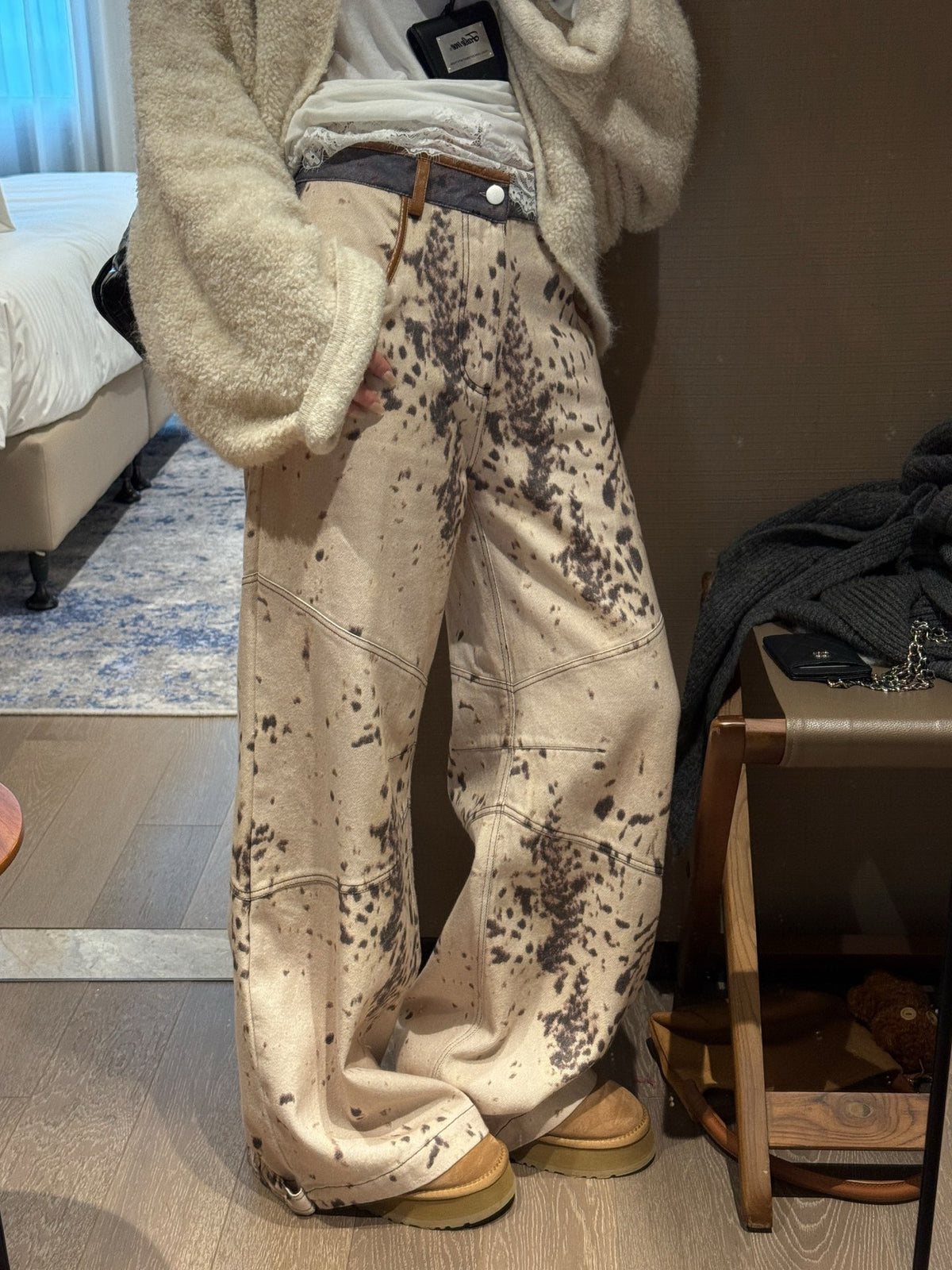 Leopard designer fleece jeans