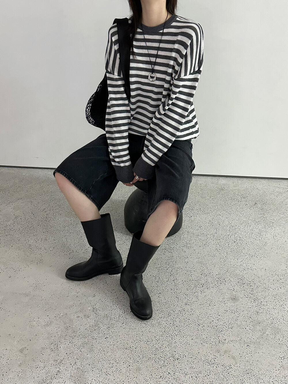 Classic striped knit pullover sweater