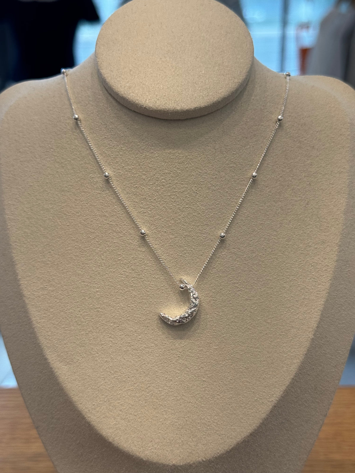 Pure silver moon necklace