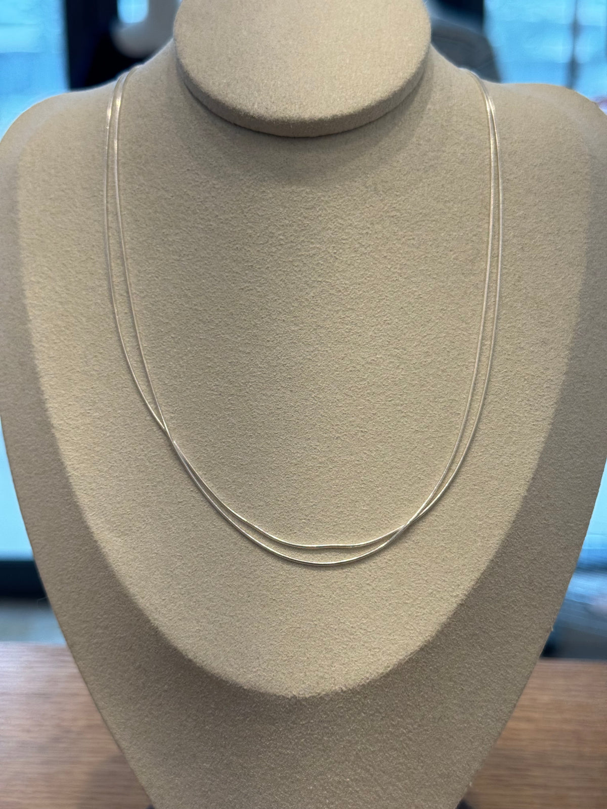 Pure silver double-layer necklace