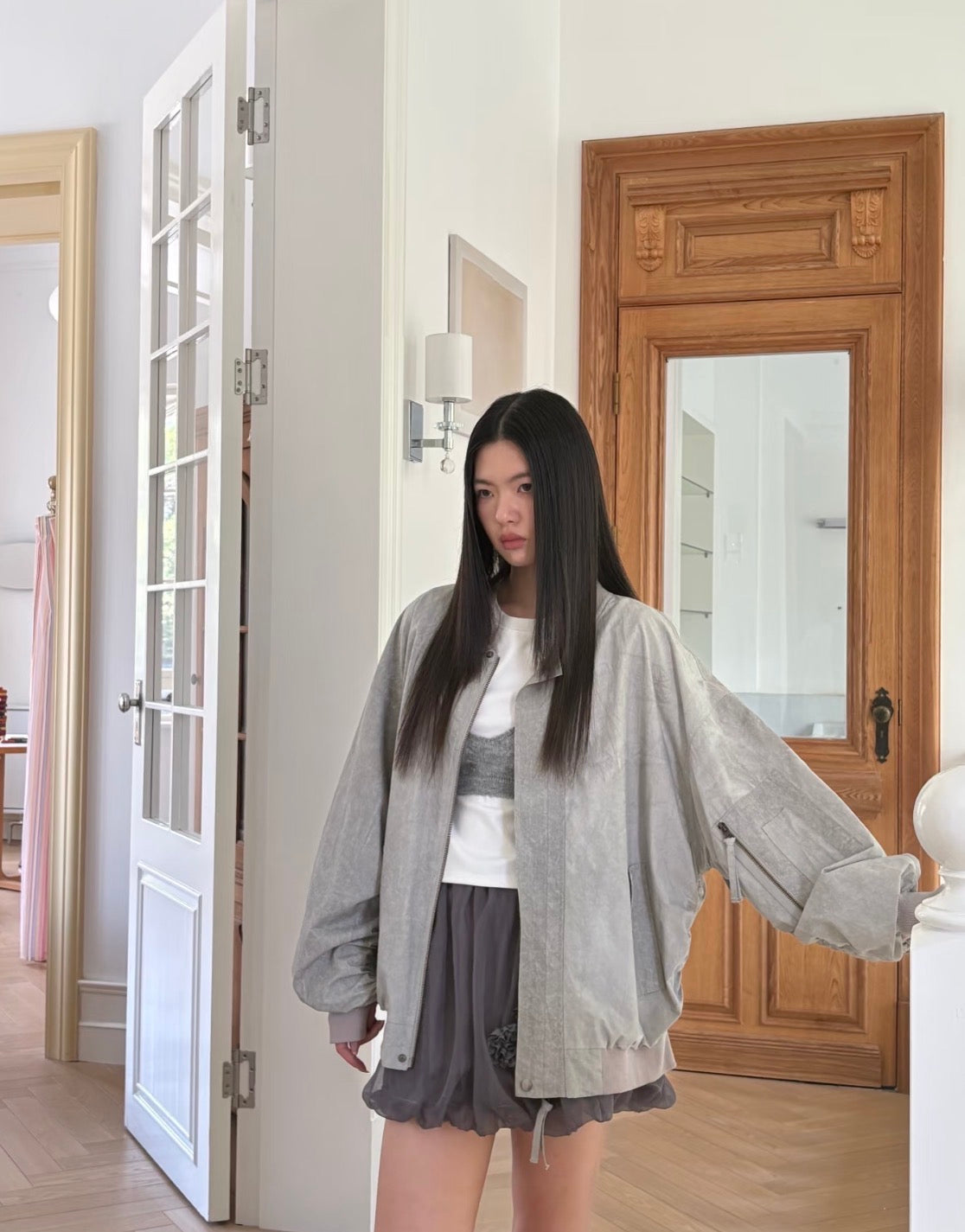 Brushed-off bomber jacket