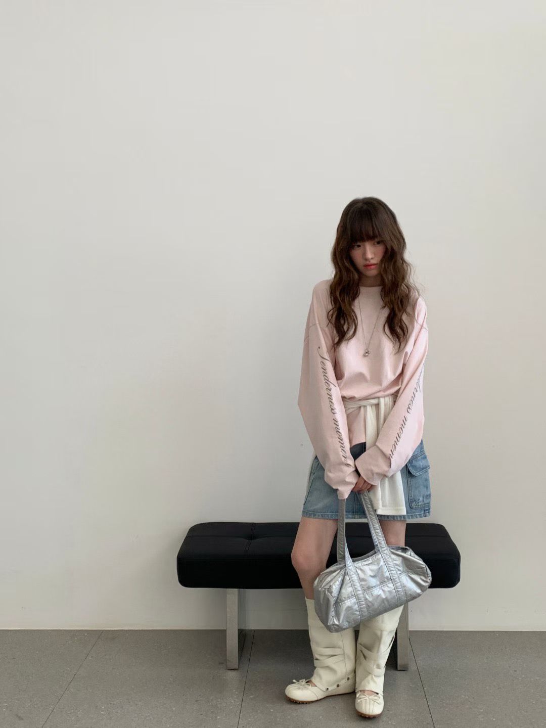 Letter sleeve T-shirt
