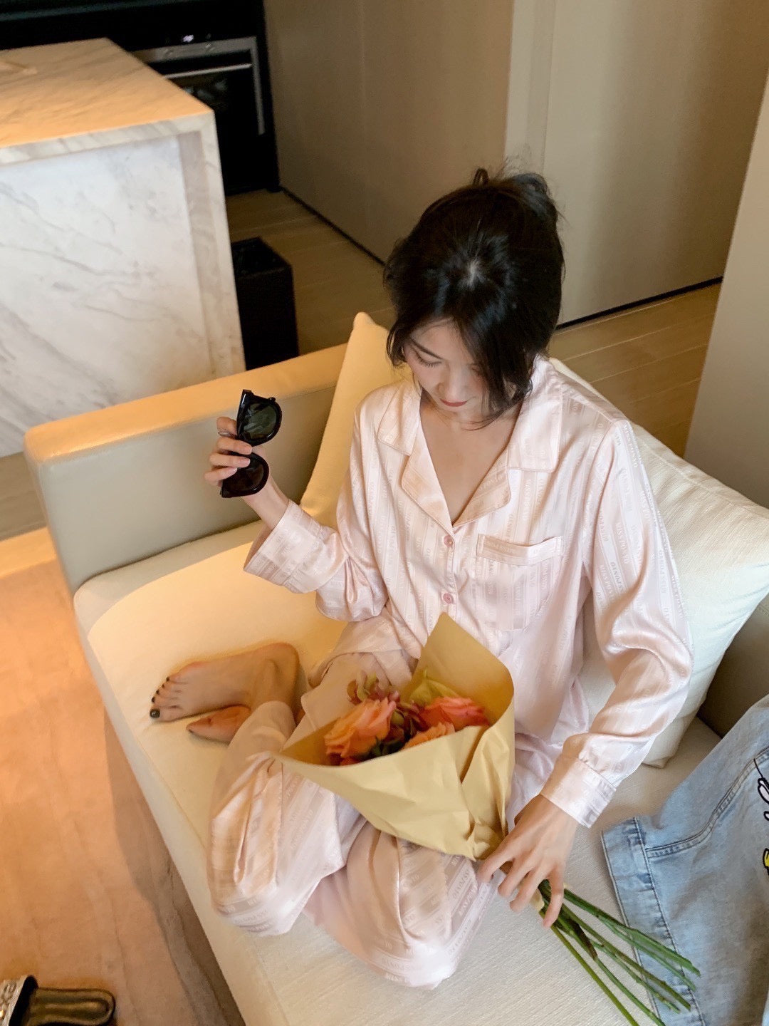 MISS PONYO Twinkle Satin pajama set