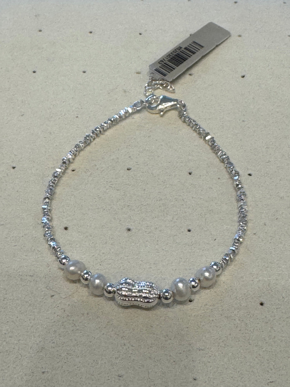 Peanut-shaped silver bracelet