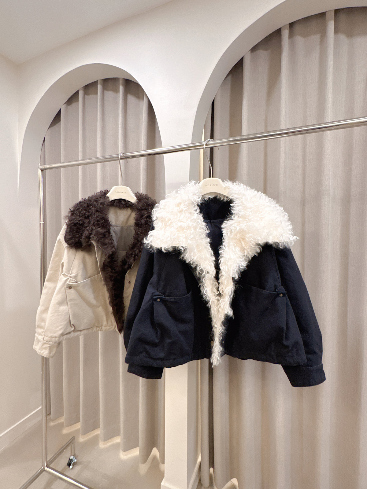 Shearling Button Goose Down Coat (short)