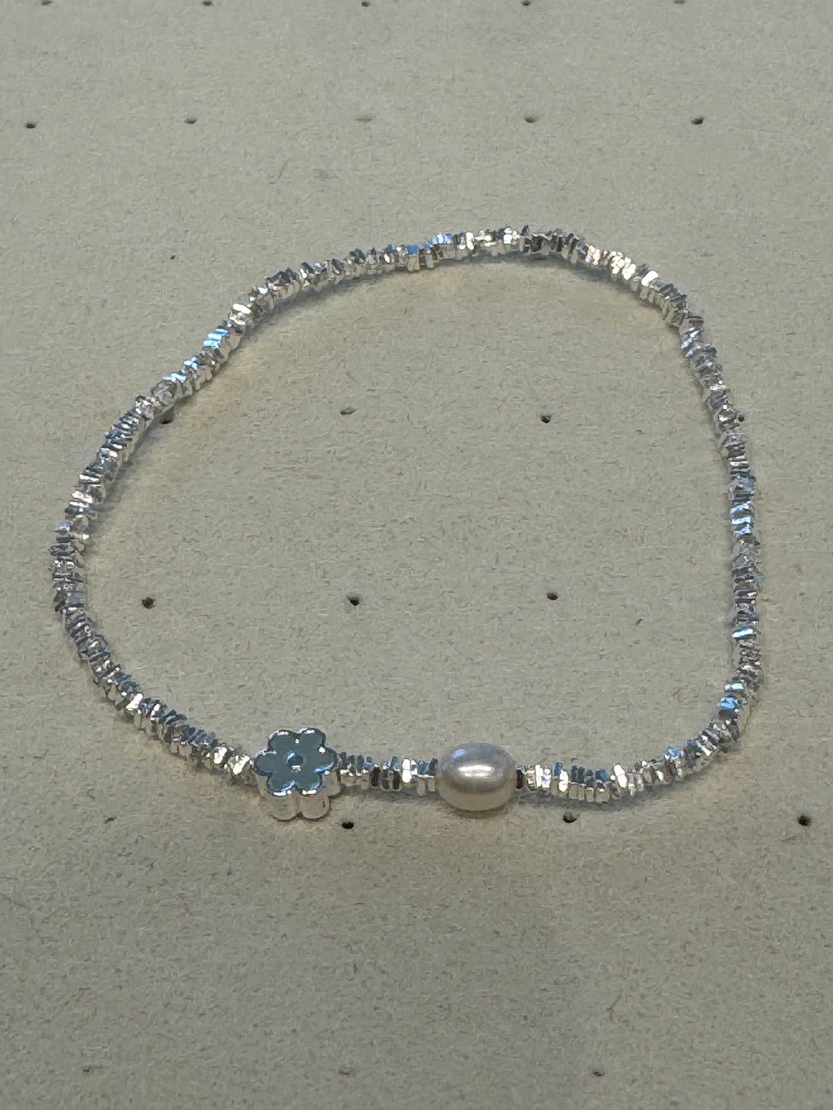silver blue flower bracelet