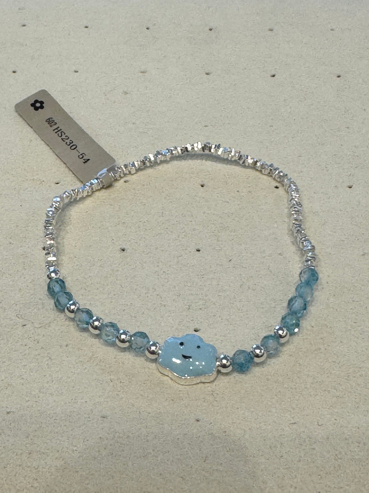 Pure silver blue cloud-shaped bracelet