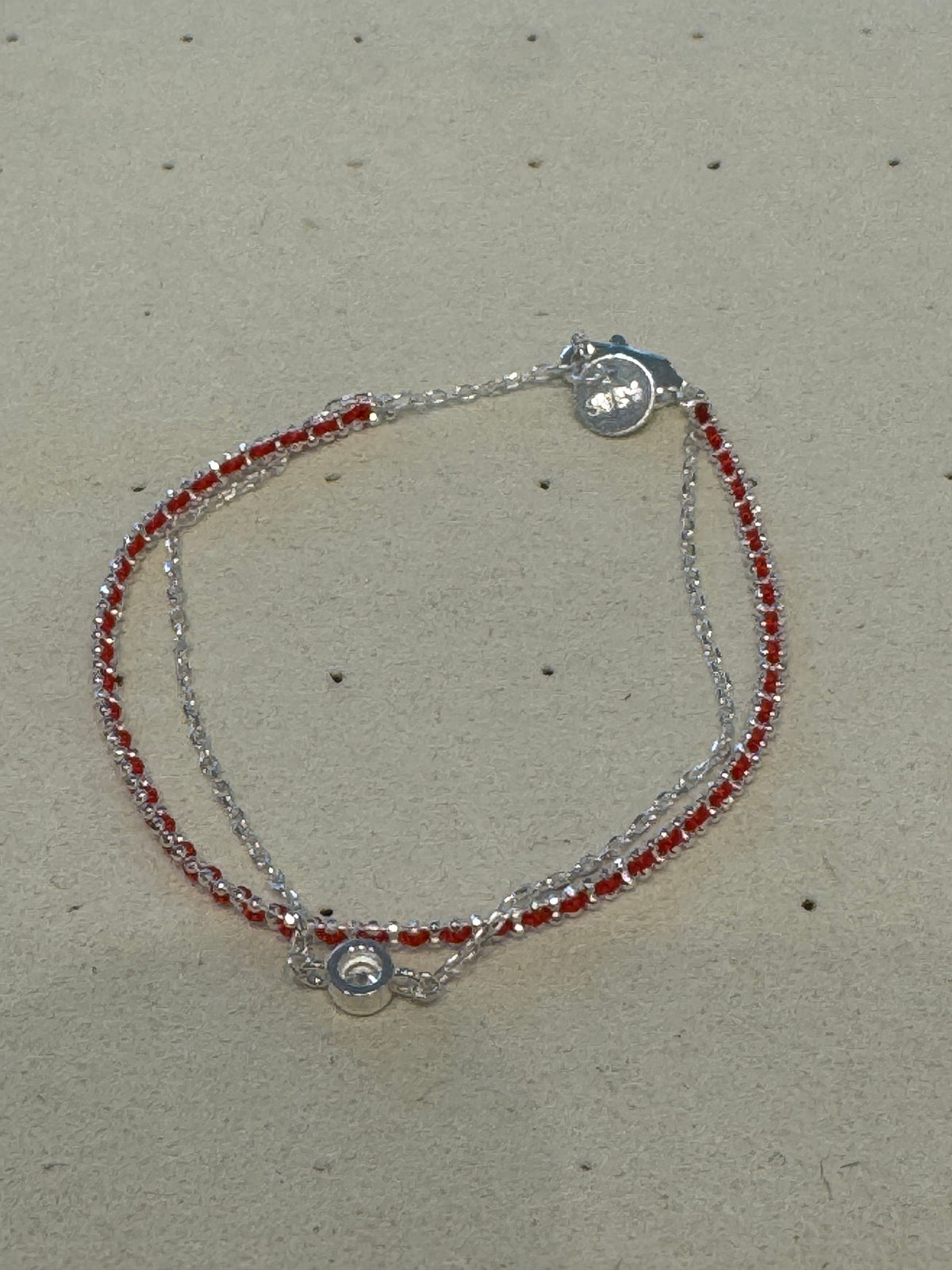 Pure silver red string bracelet