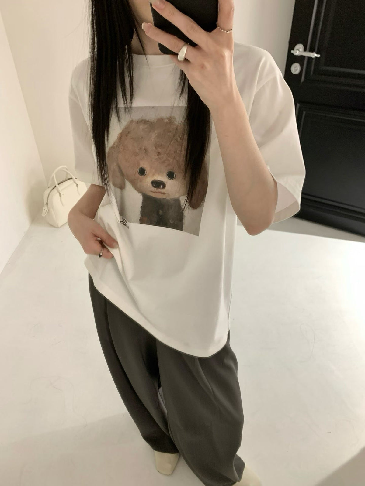 Puppy print oversized T-shirt