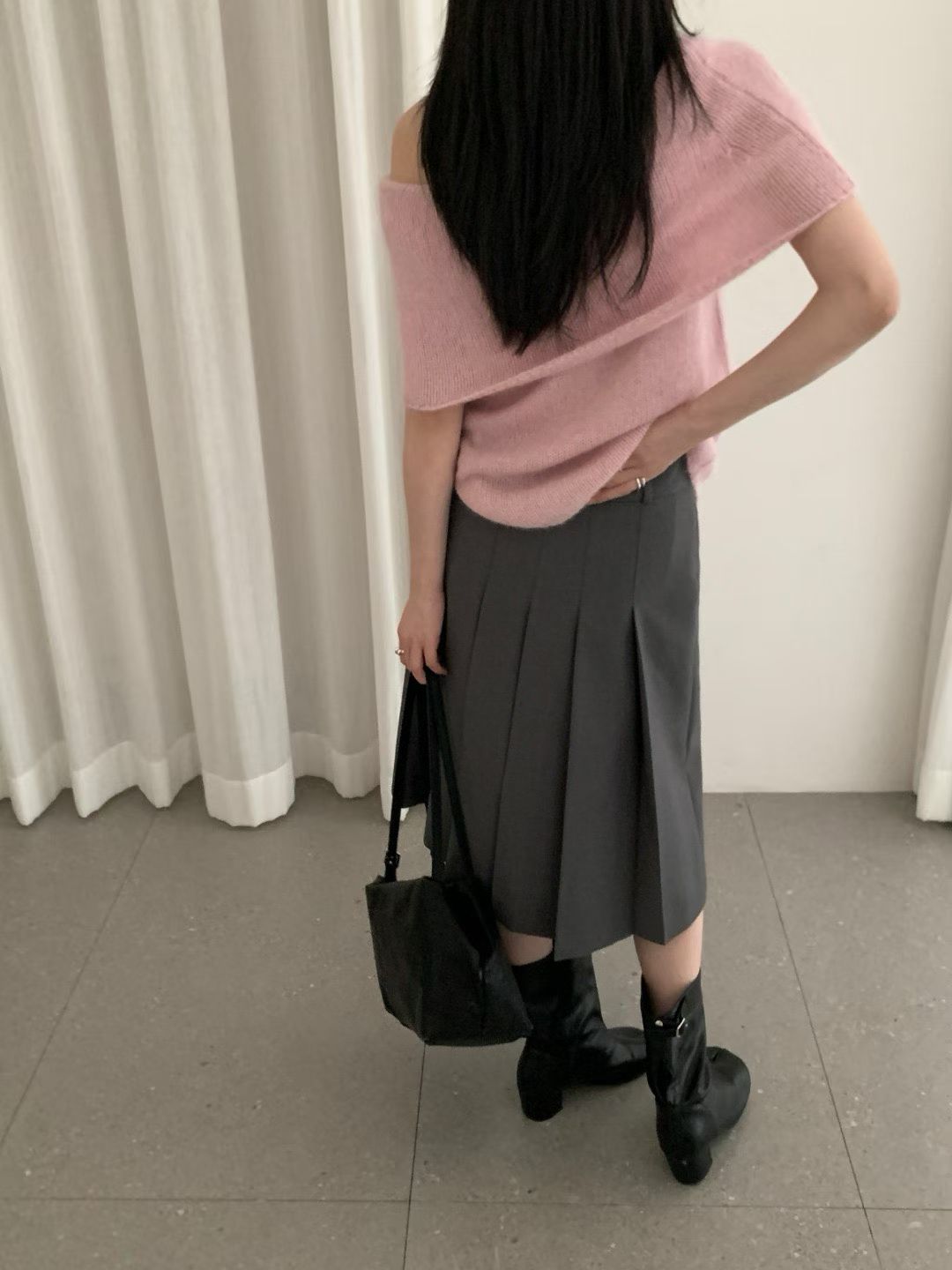 2-Way pleated mid-skirt