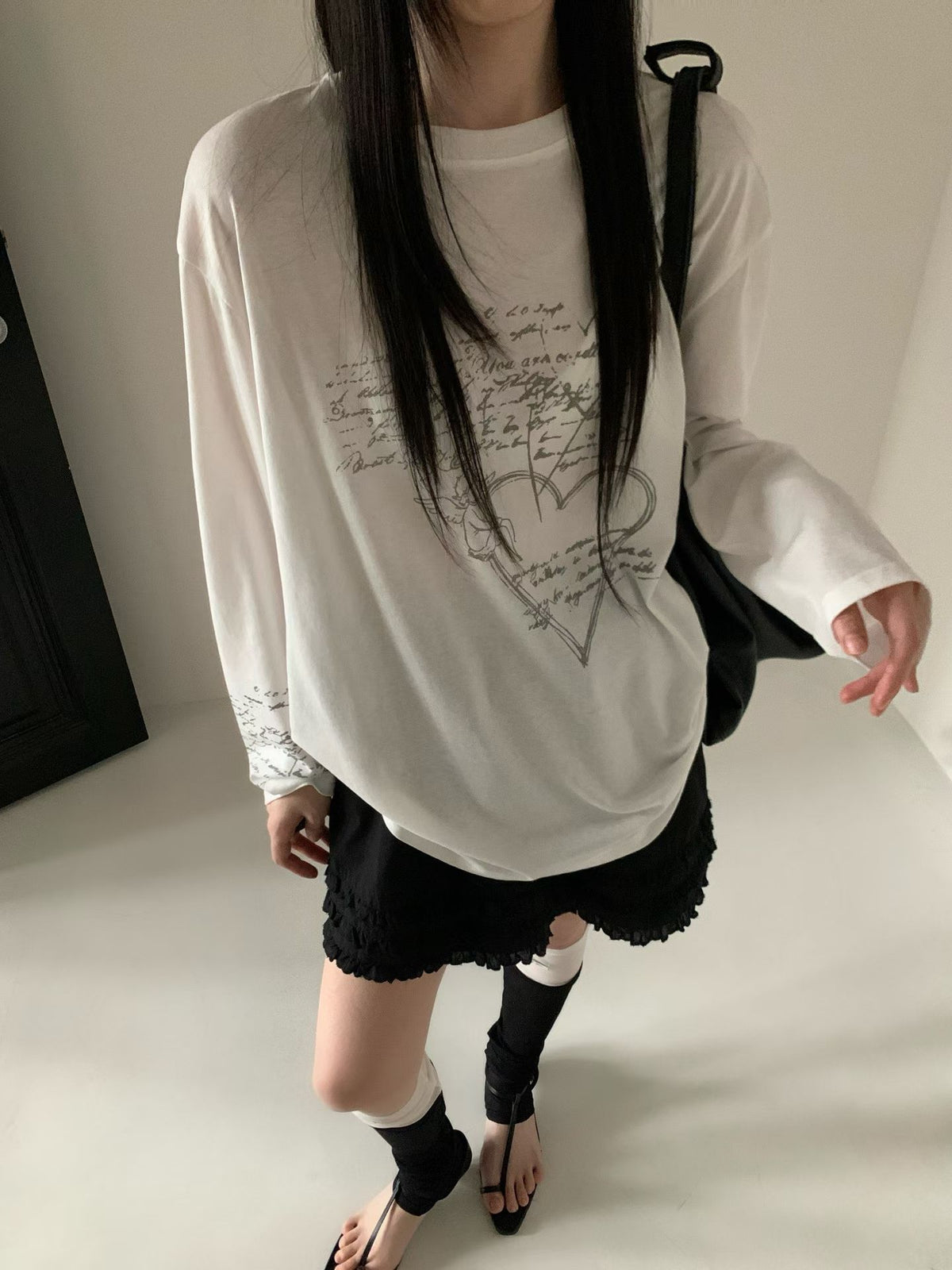 Vintage heart print long sleeve T-shirt