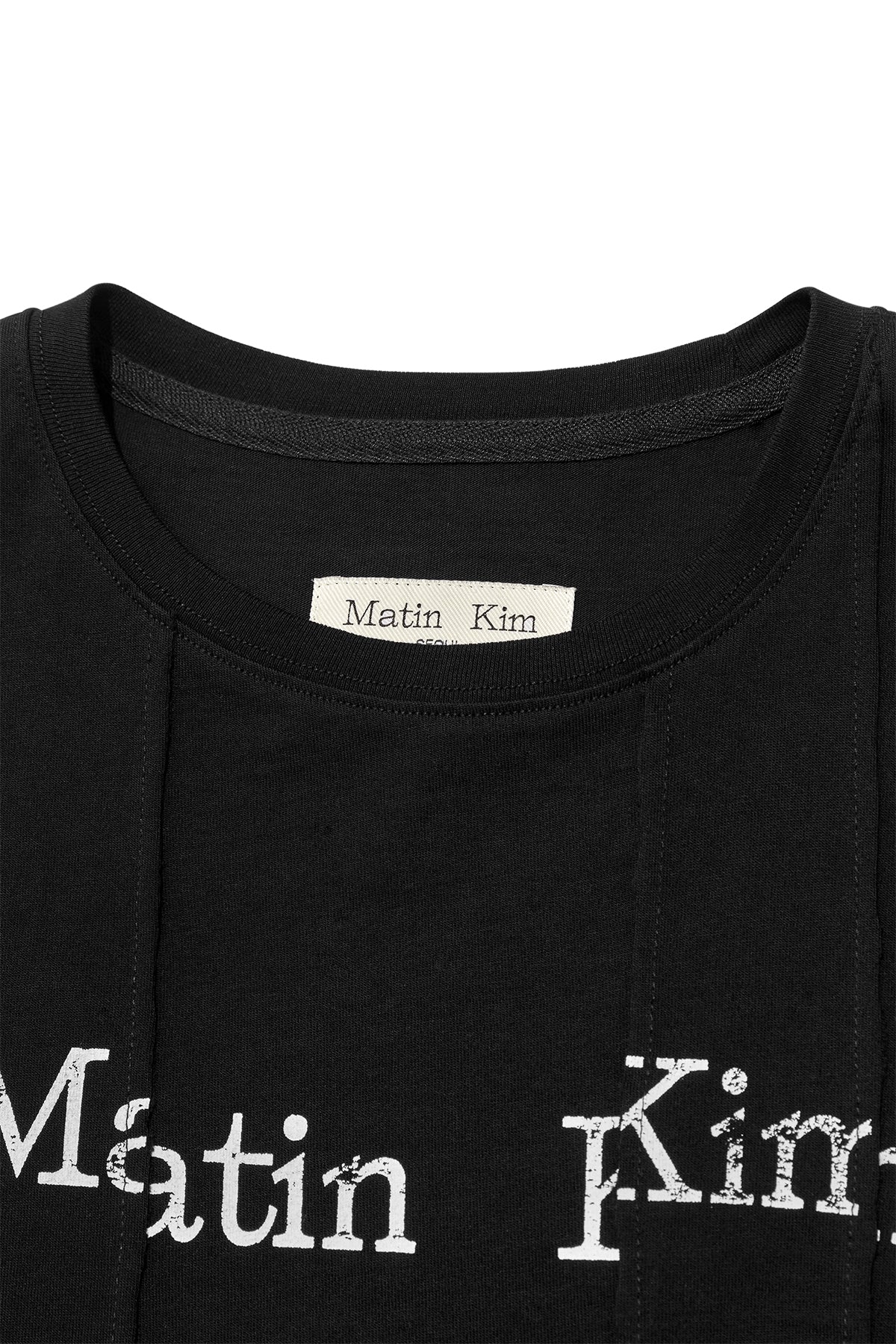 Matin Kim UNBALANCE TYPO LOGO CROP TOP IN BLACK – MO & MORE