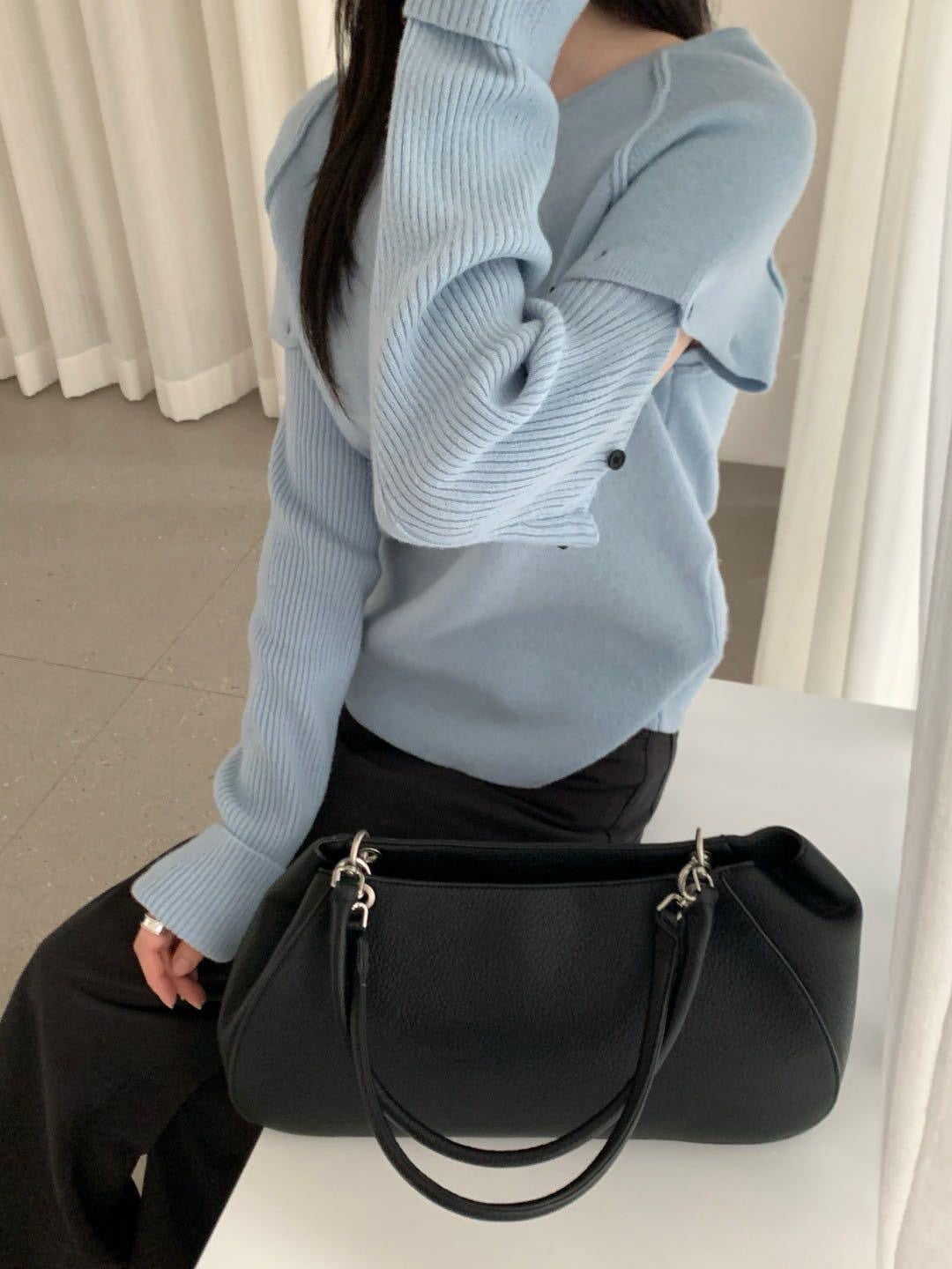 Button sleeve 2-way sweater（100% Wool）