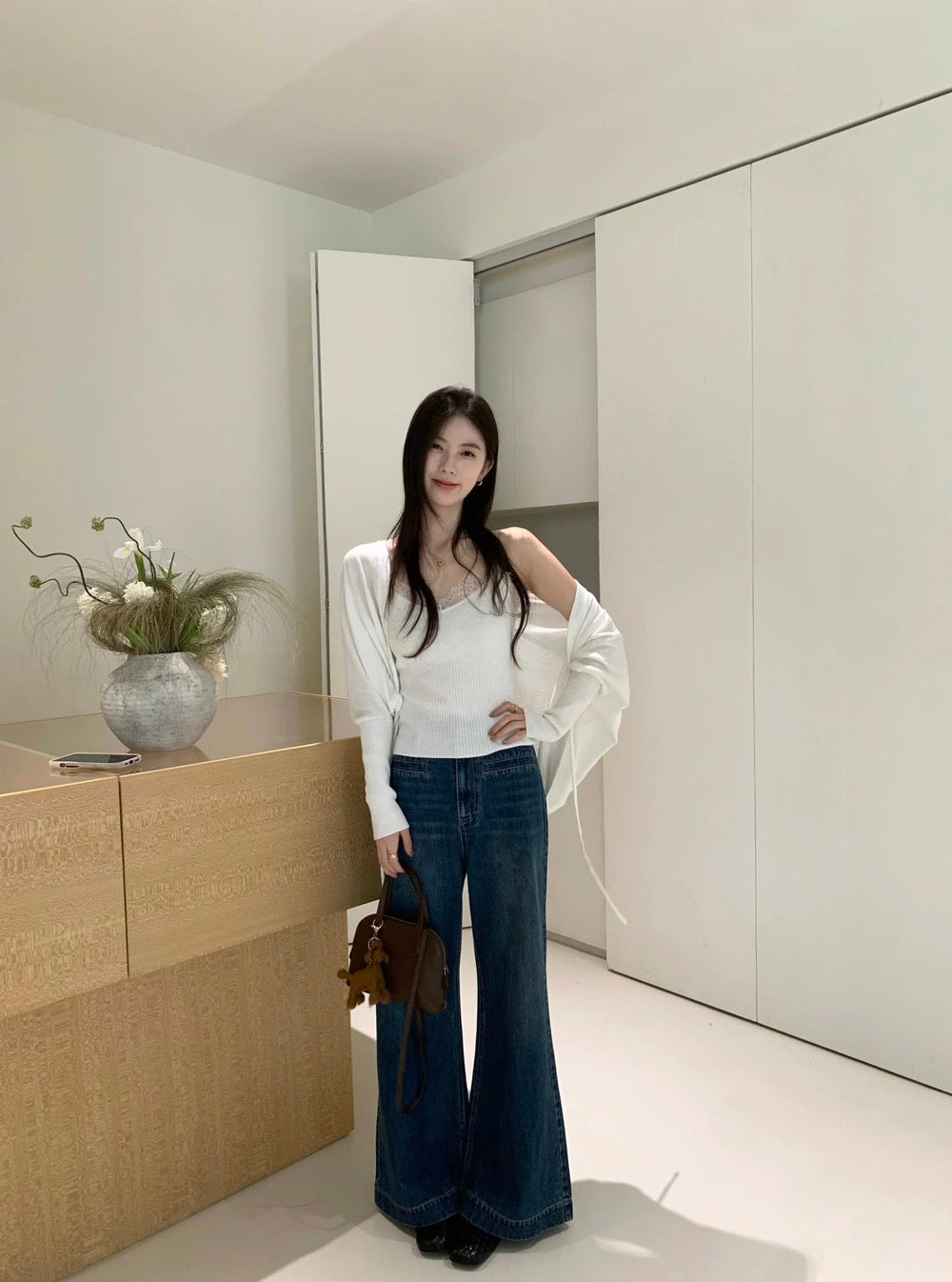 Faux Front Pocket Flare Pants