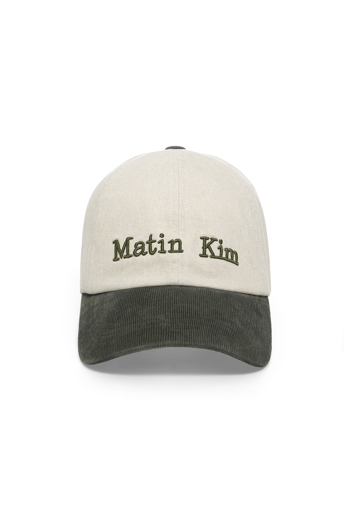 MATIN KIM CLASSIC LOGO CORDUROY BRIM BALL CAP IN CREAM