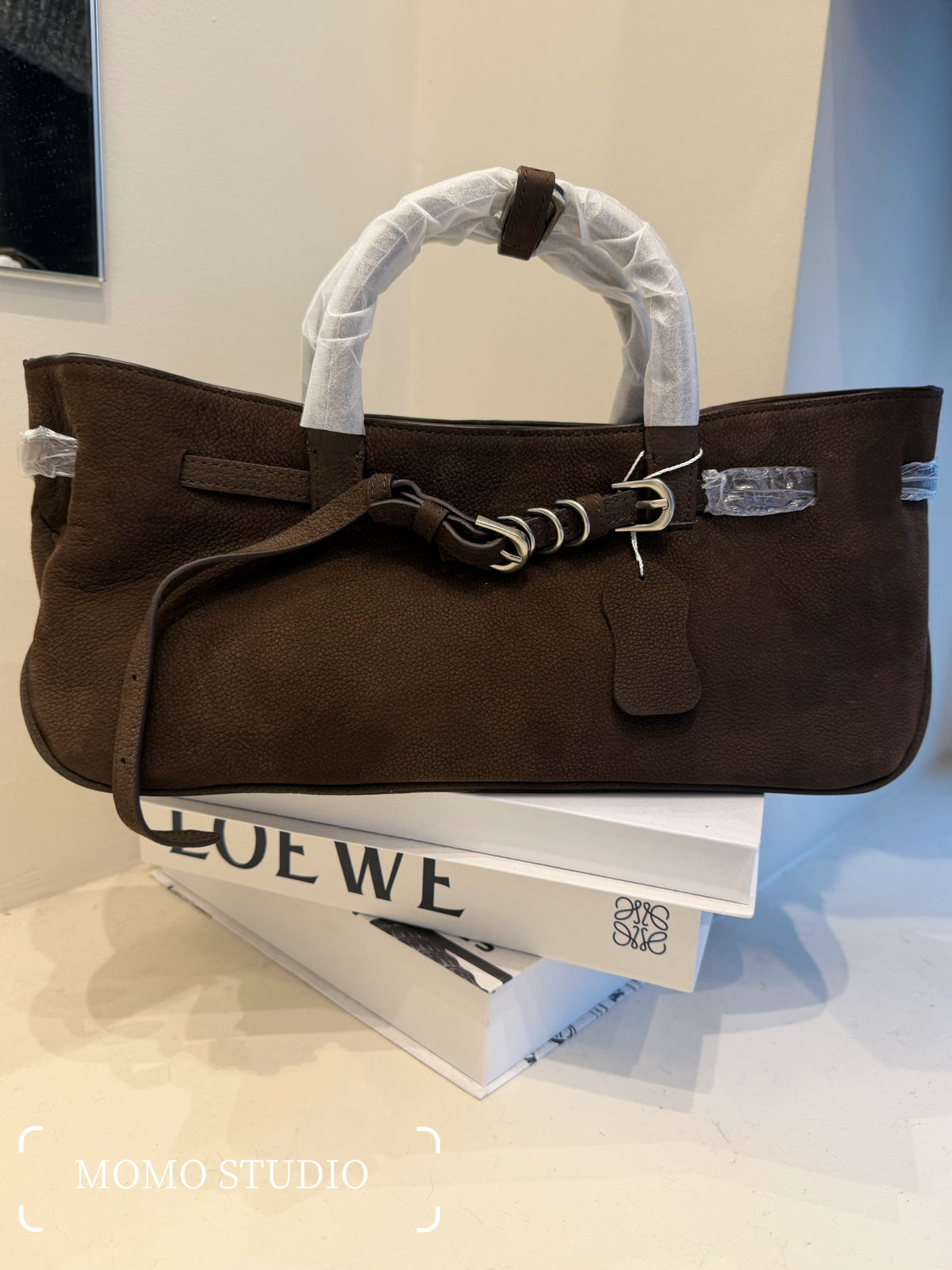 Cowhide baguette bag