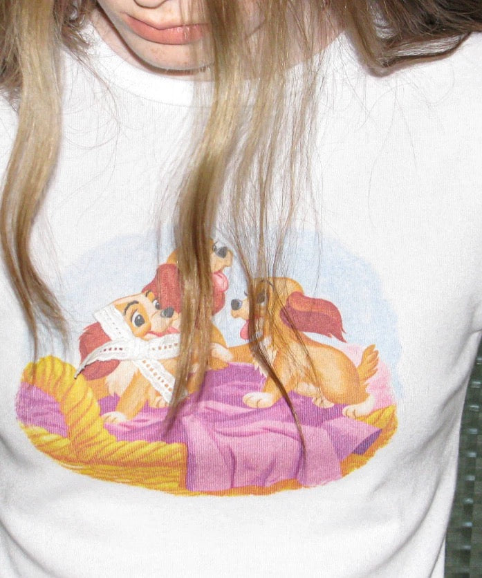 Bowknot puppy print T-Shirt