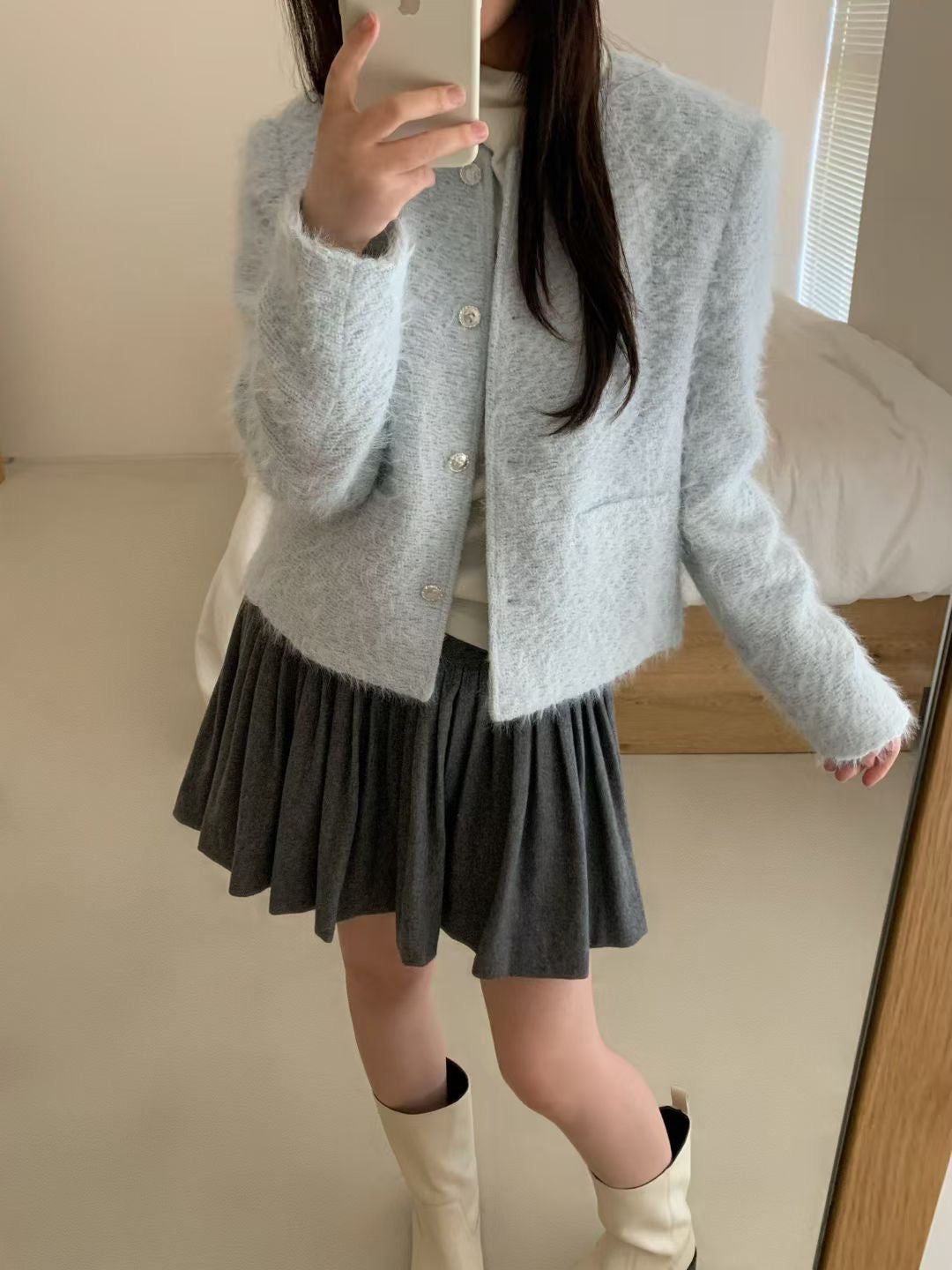 Fluffy tweed jacket