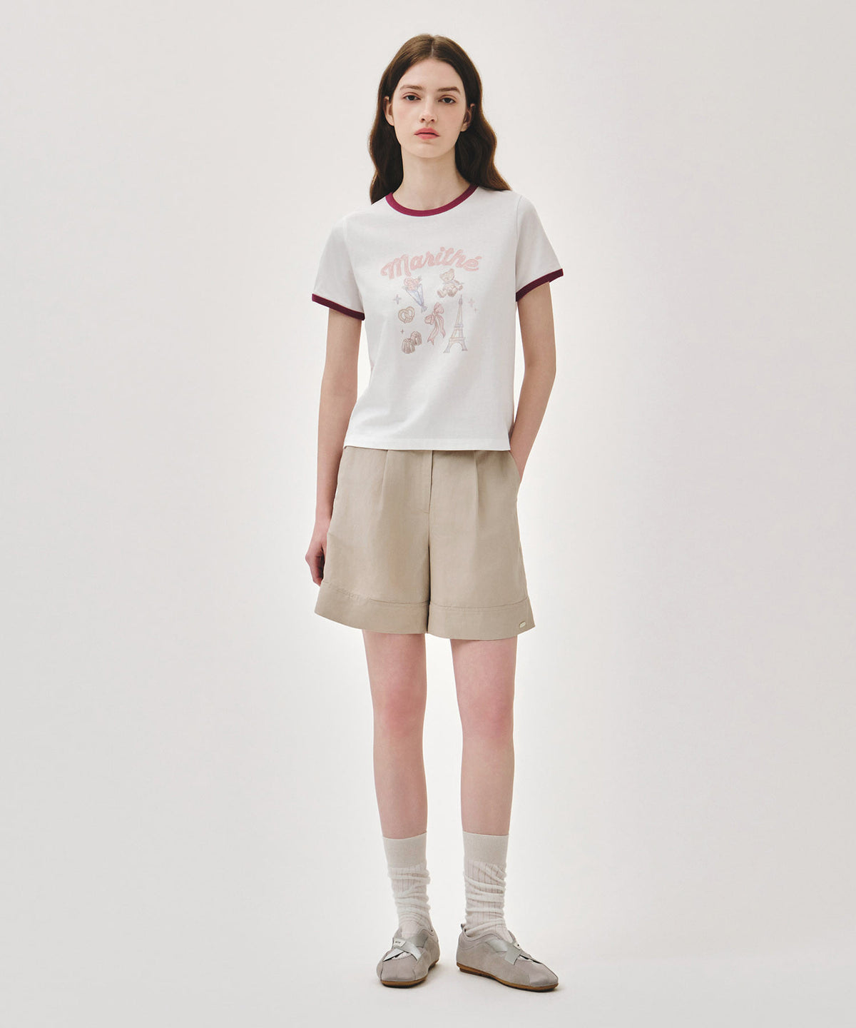 MARITHE FRANCOIS GIRBAUD W PARIS GRAPHIC RINGER TEE white