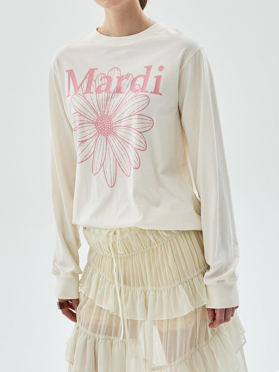 MARDI TSHIRT LONG SLEEVE FLOWERMARDI_CREAM INDIPINK