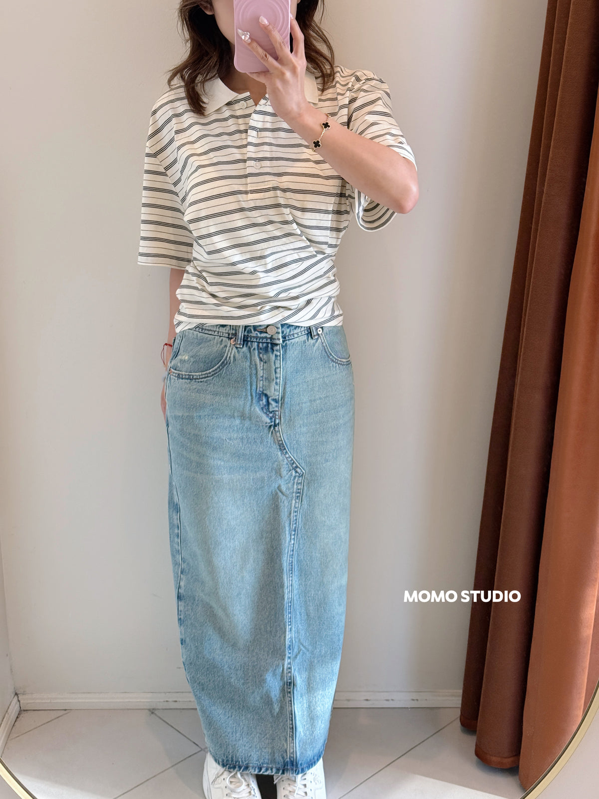 Vintage Washed Denim Skirt