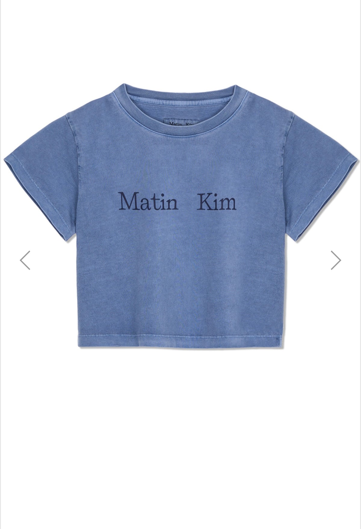 MATIN KIM PIGMENT LOGO CROP TOP IN POWDER BLUE