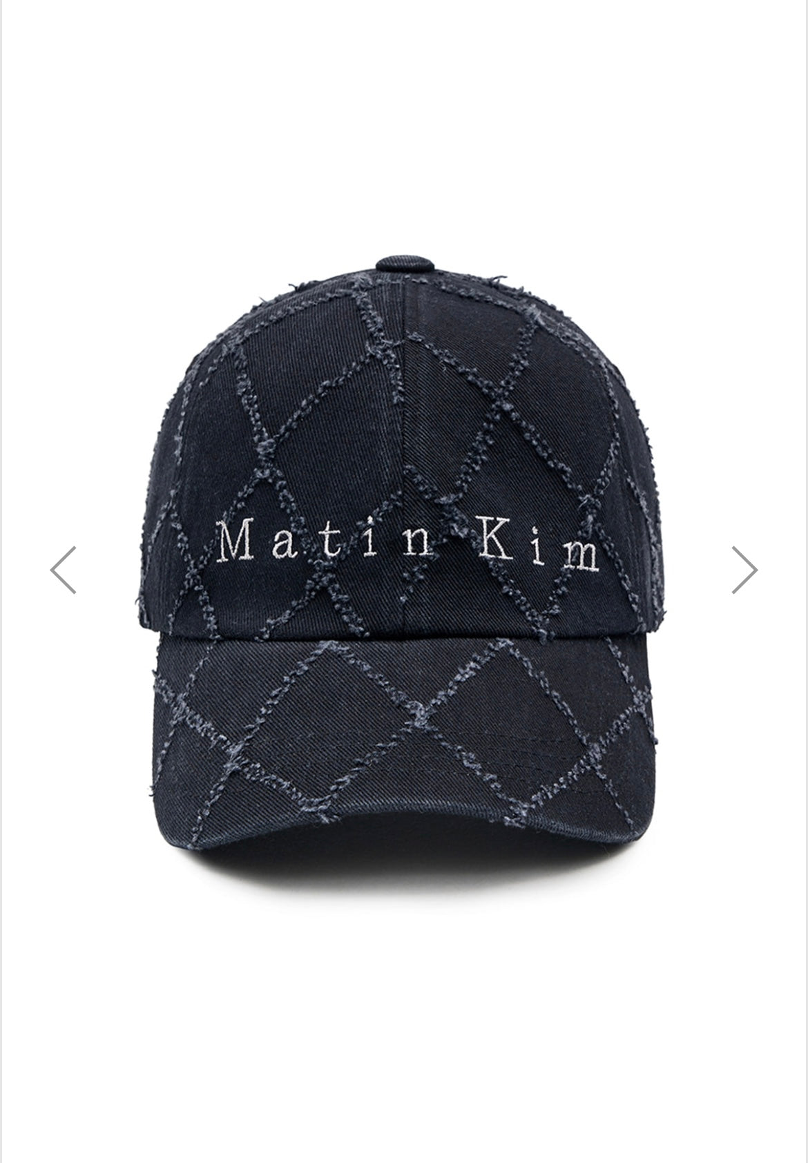 Matin Kim MATIN TYPO QUILTED BALL CAP IN CHARCOAL