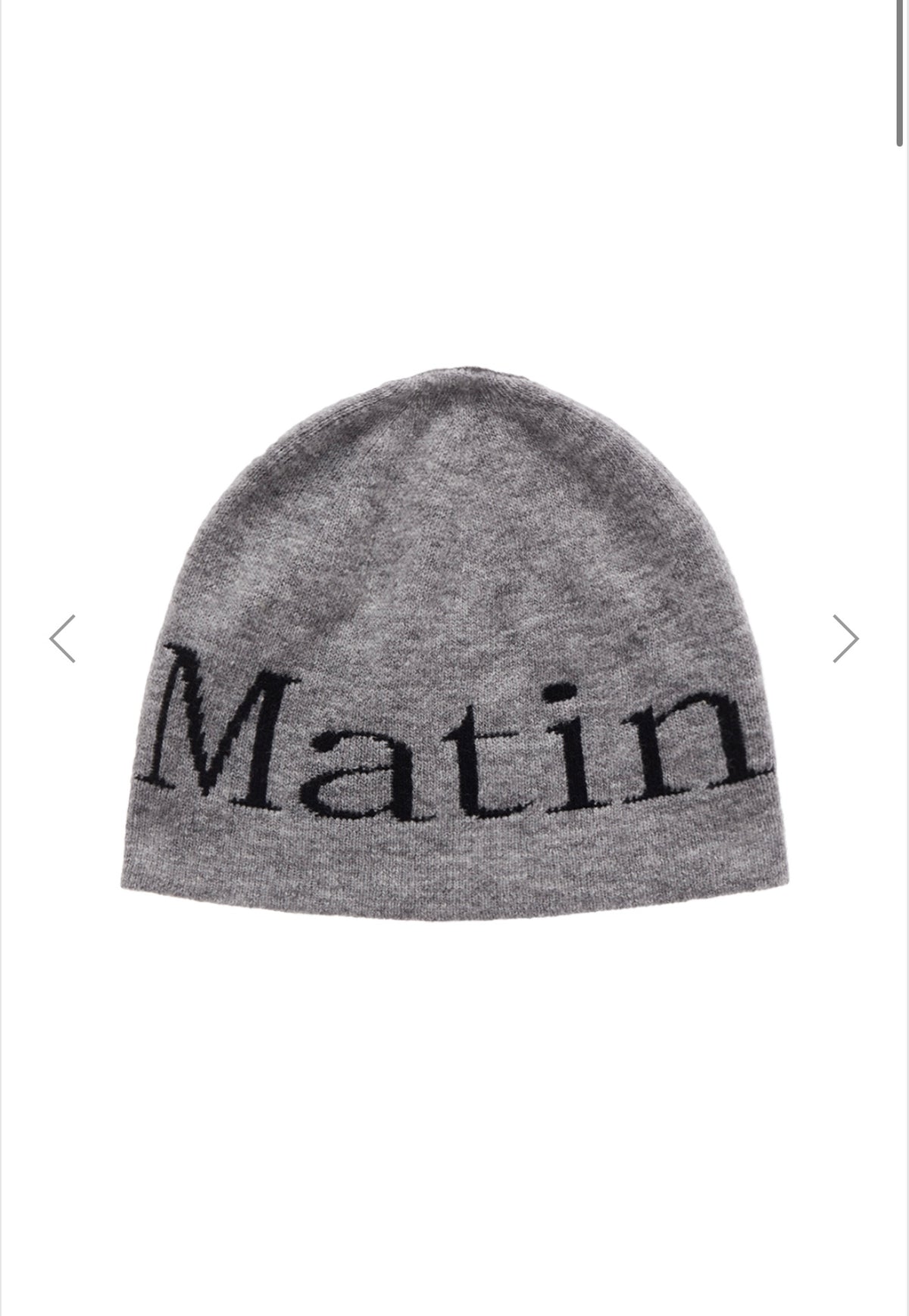 MATIN KIM LOGO JACQUARD SHORT BEANIE IN GREY