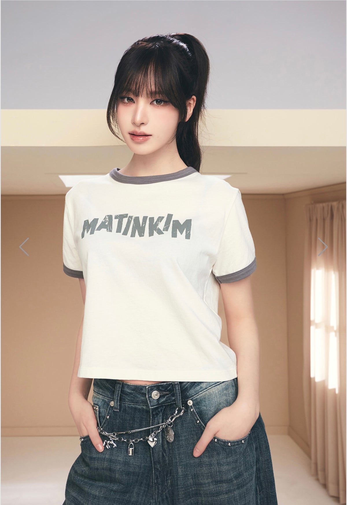 MATIN KIM LOGO RINGER CROP TOP IN CREAM